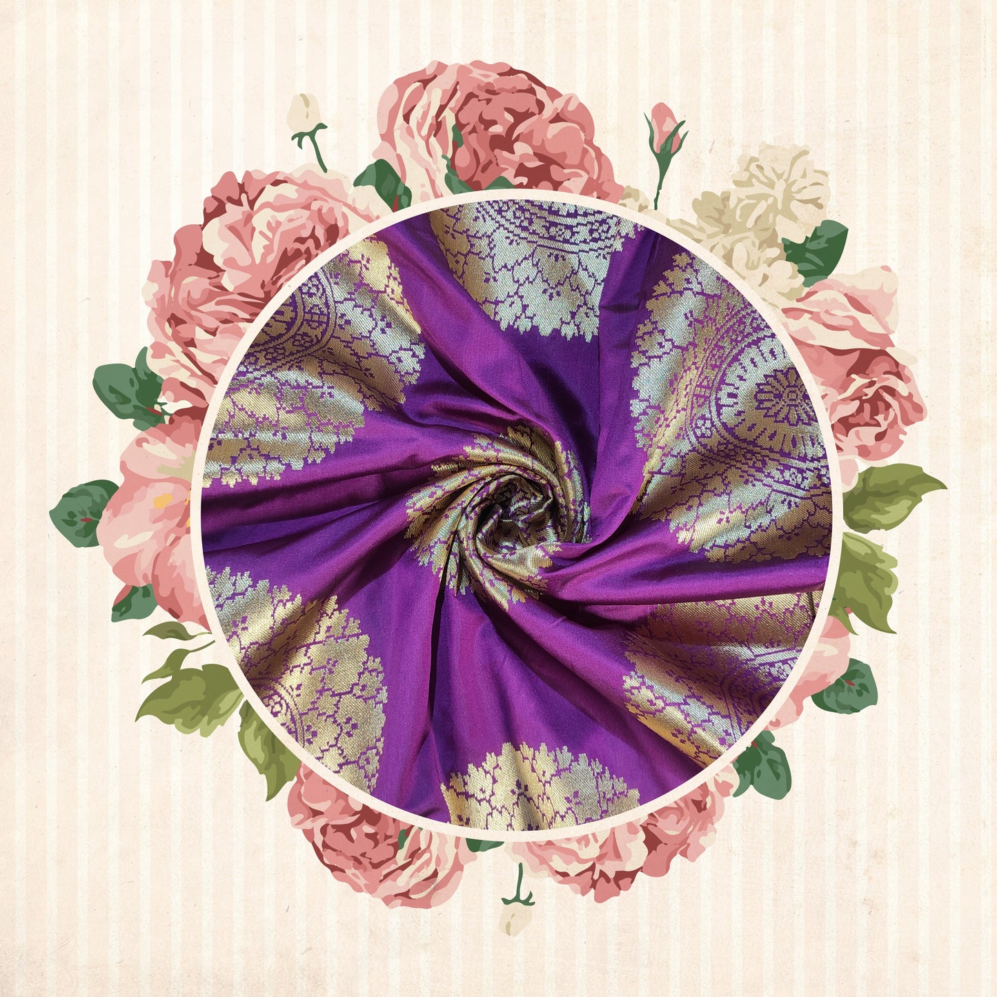 High Quality Silk Brocade Jacquard Gola Fabric (Price For 6 meter)