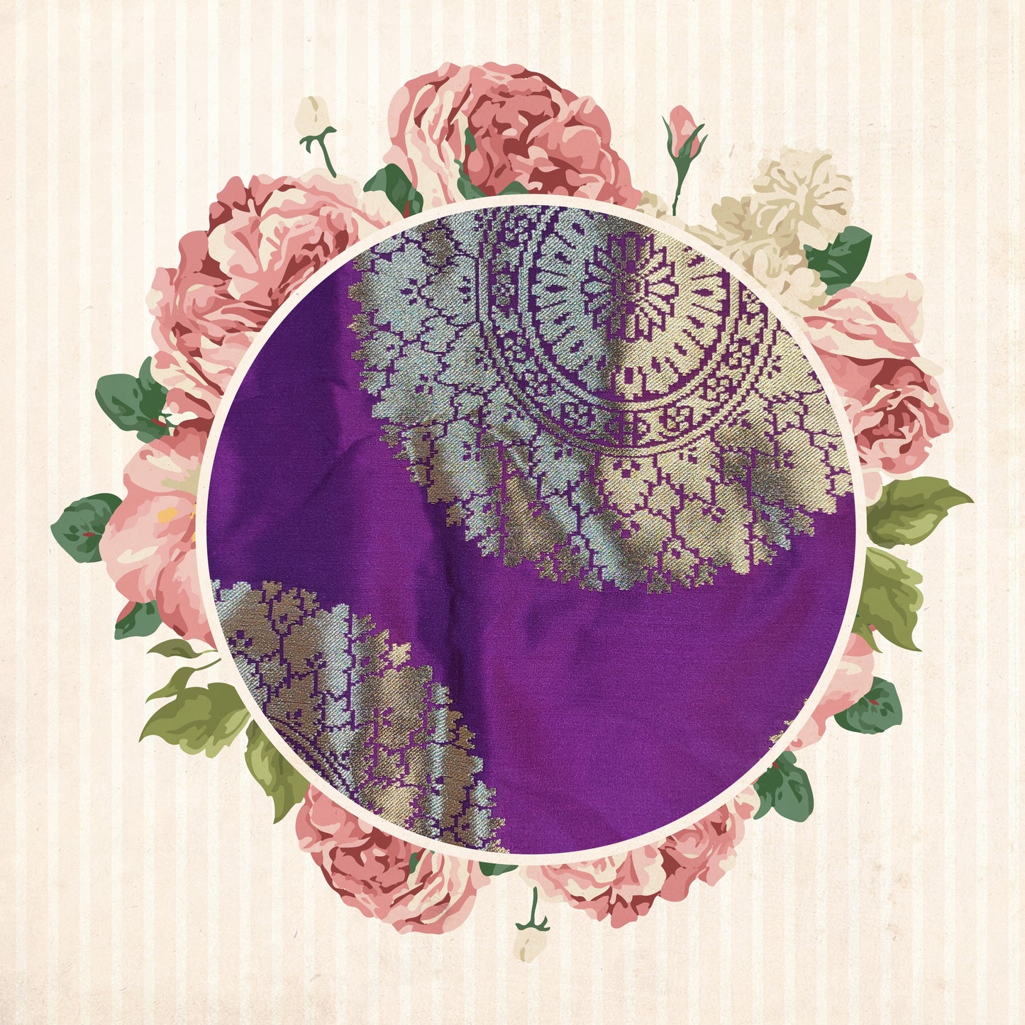 High Quality Silk Brocade Jacquard Gola Fabric (Price For 6 meter)