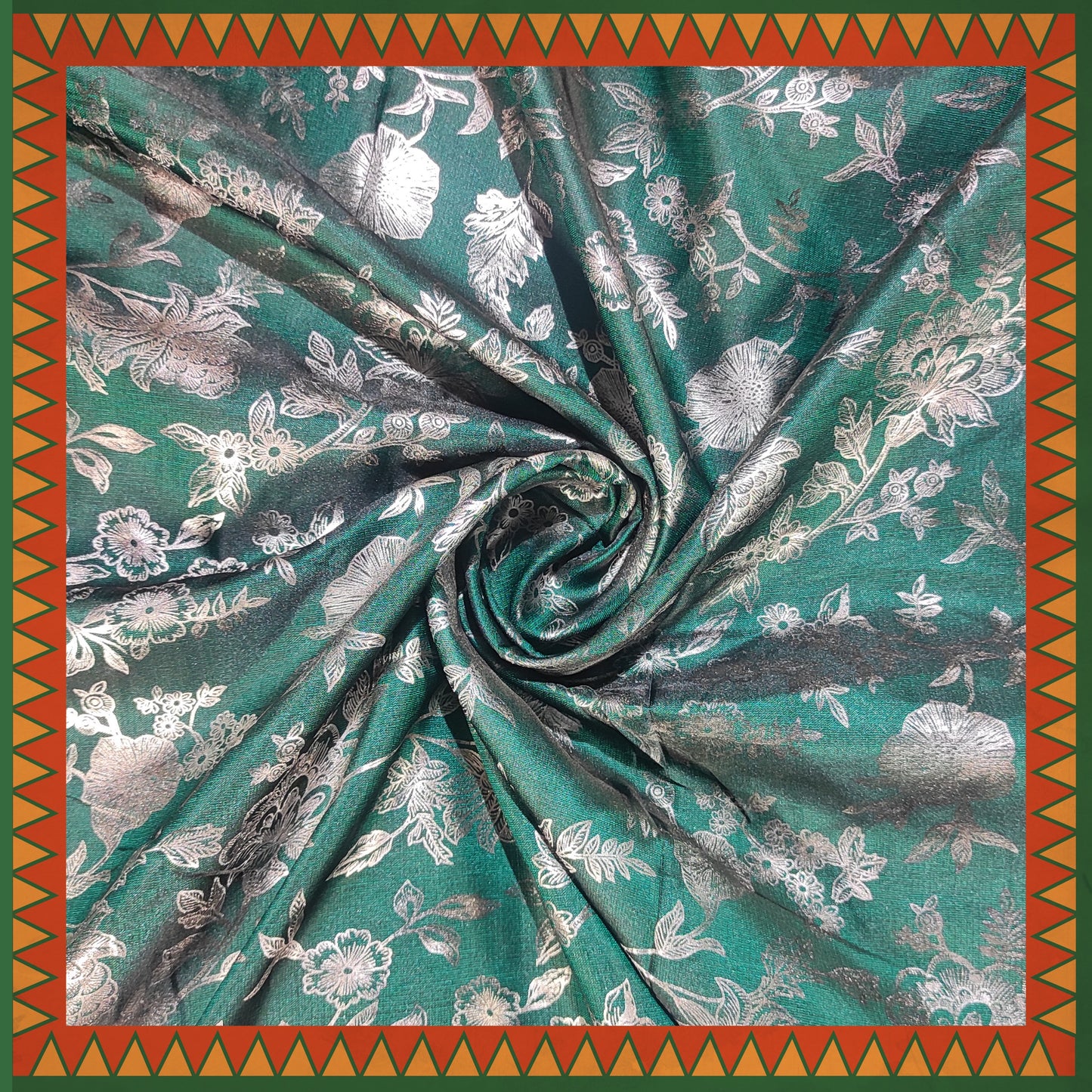 Flower Silver Foil Print On Satin Tafetta (FW-56" EMB-56")