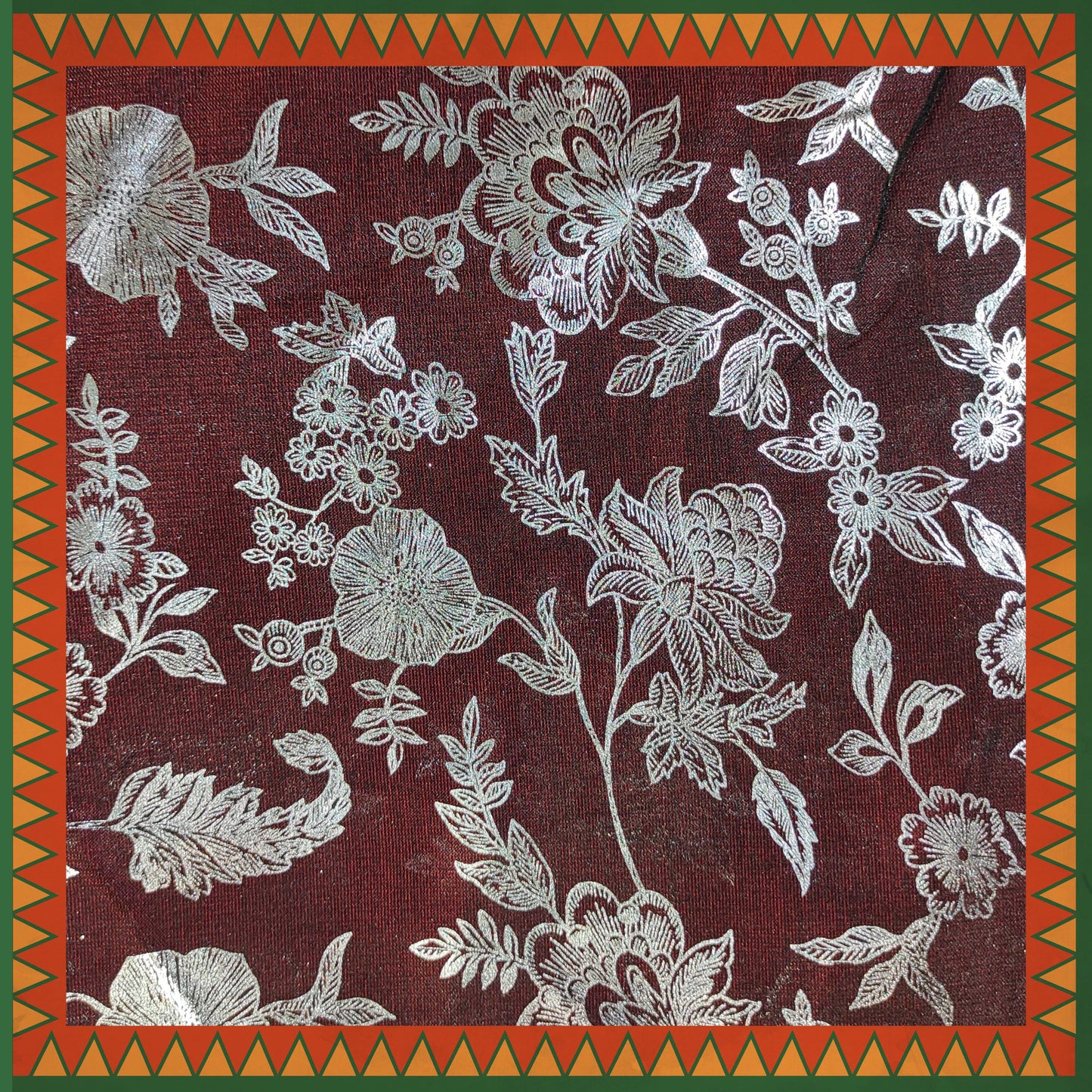 Flower Silver Foil Print On Satin Tafetta (FW-56" EMB-56")
