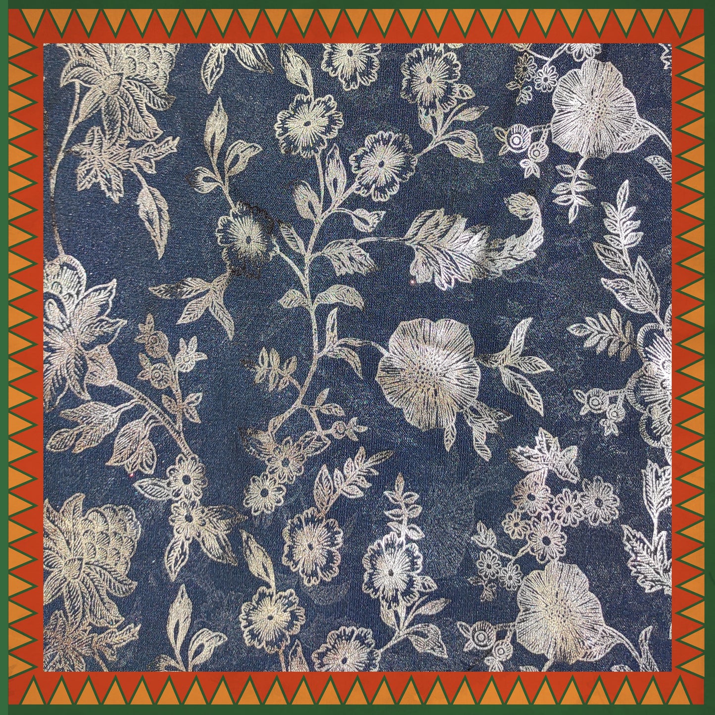 Flower Silver Foil Print On Satin Tafetta (FW-56" EMB-56")