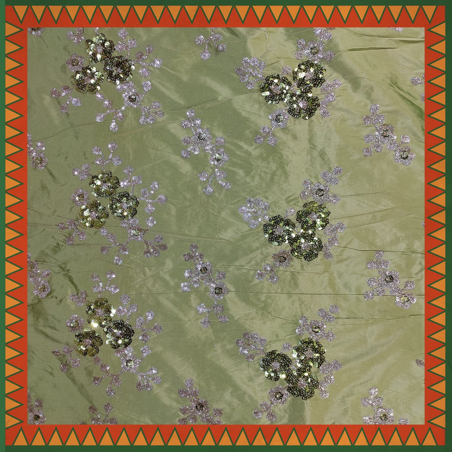 Glitter Sandwich Sequence Embroidery On Tafetta