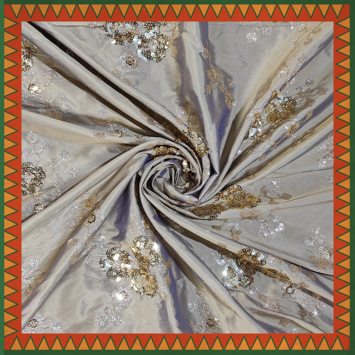 Glitter Sandwich Sequence Embroidery On Tafetta