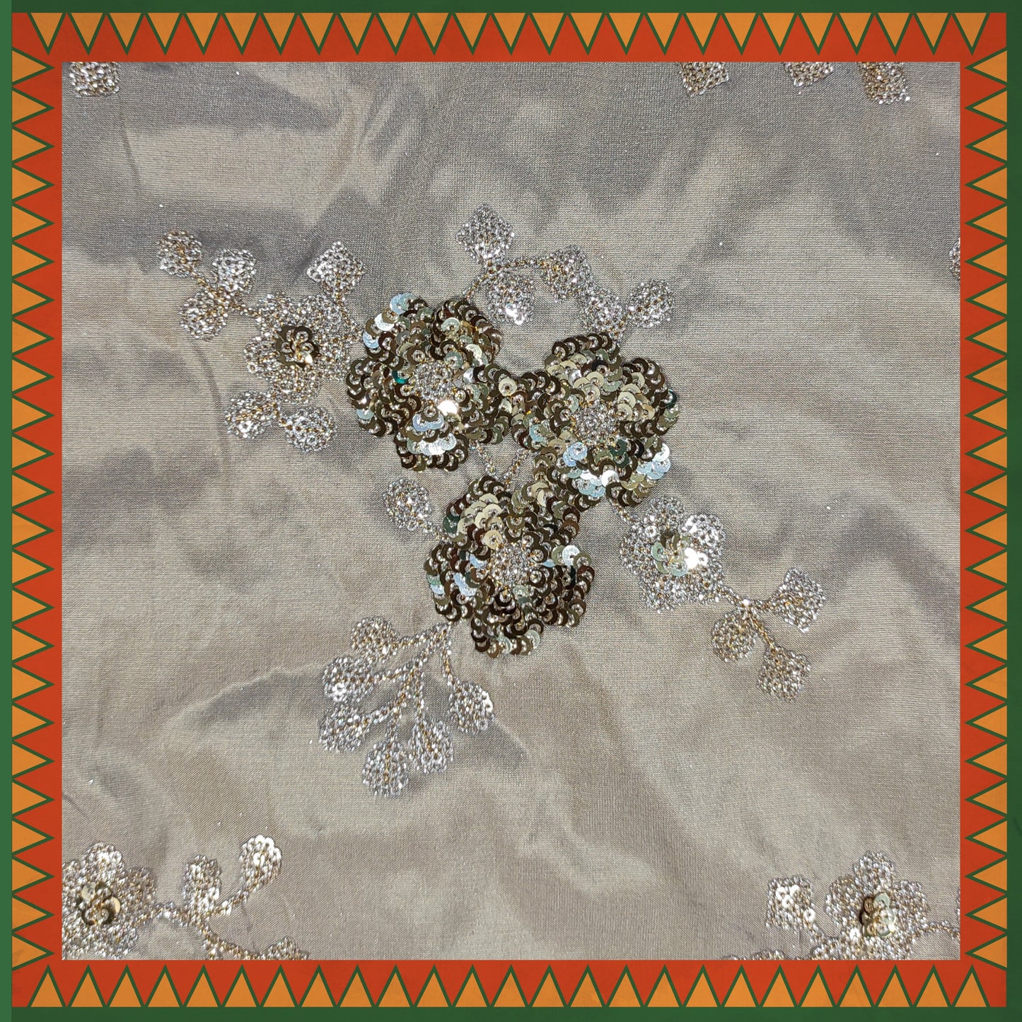 Glitter Sandwich Sequence Embroidery On Tafetta