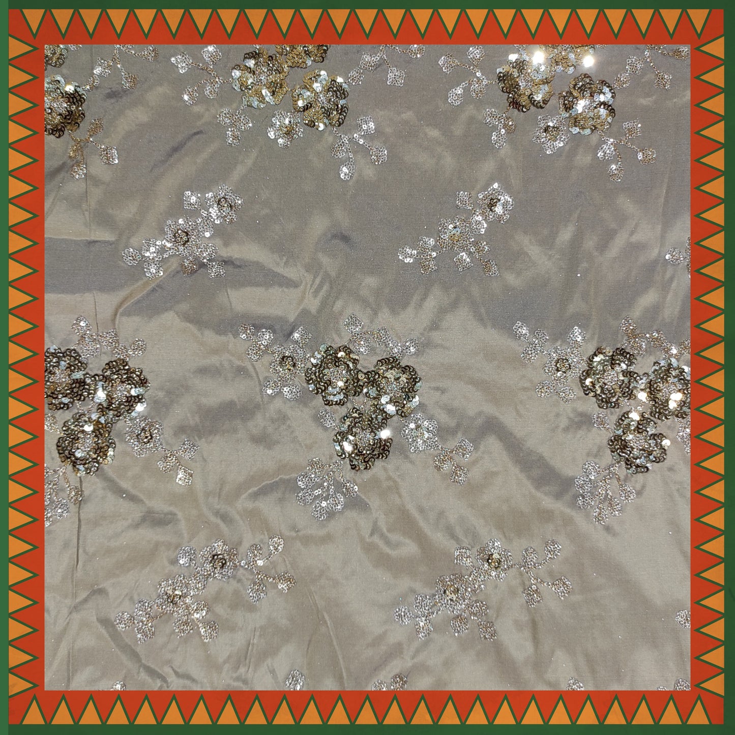 Glitter Sandwich Sequence Embroidery On Tafetta