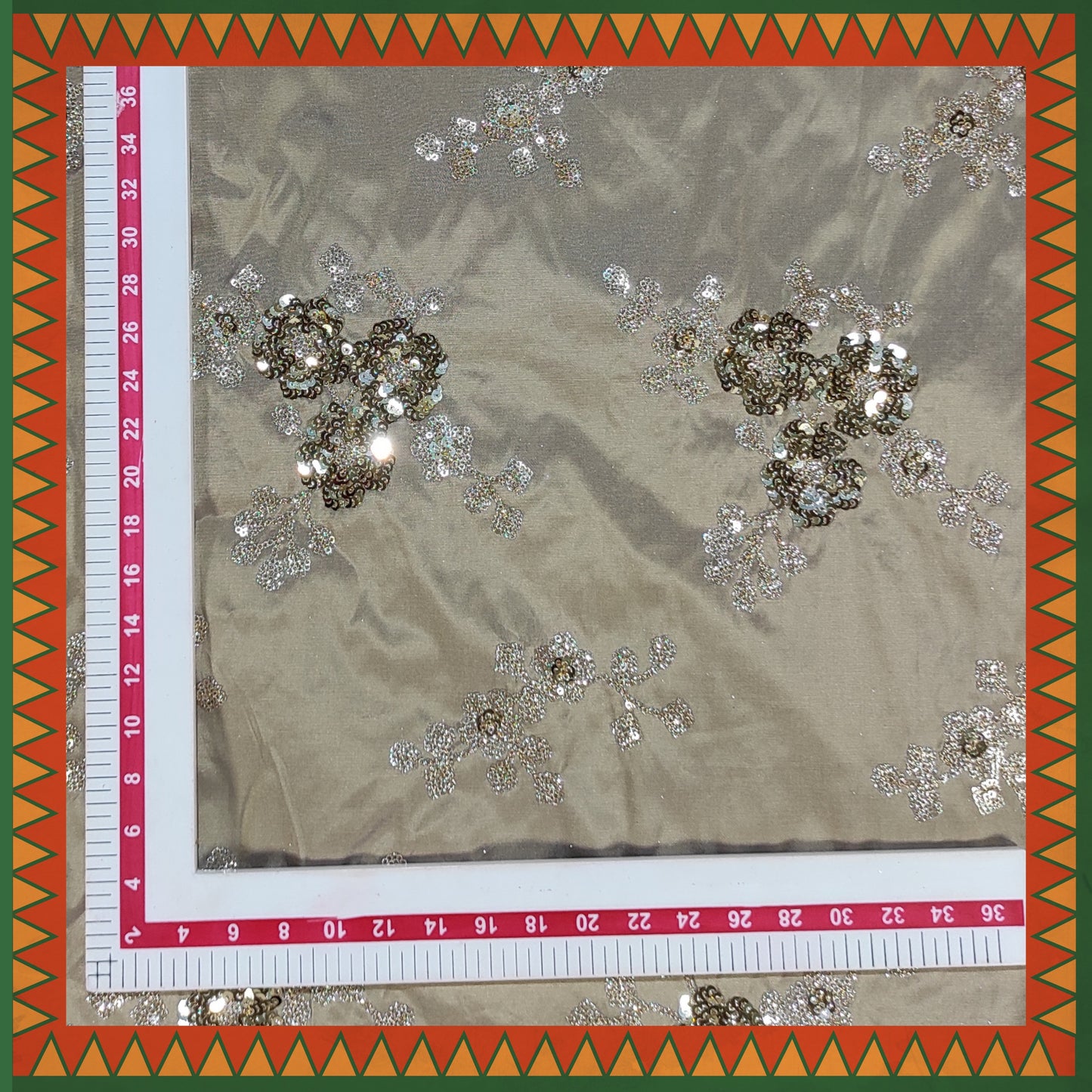 Glitter Sandwich Sequence Embroidery On Tafetta