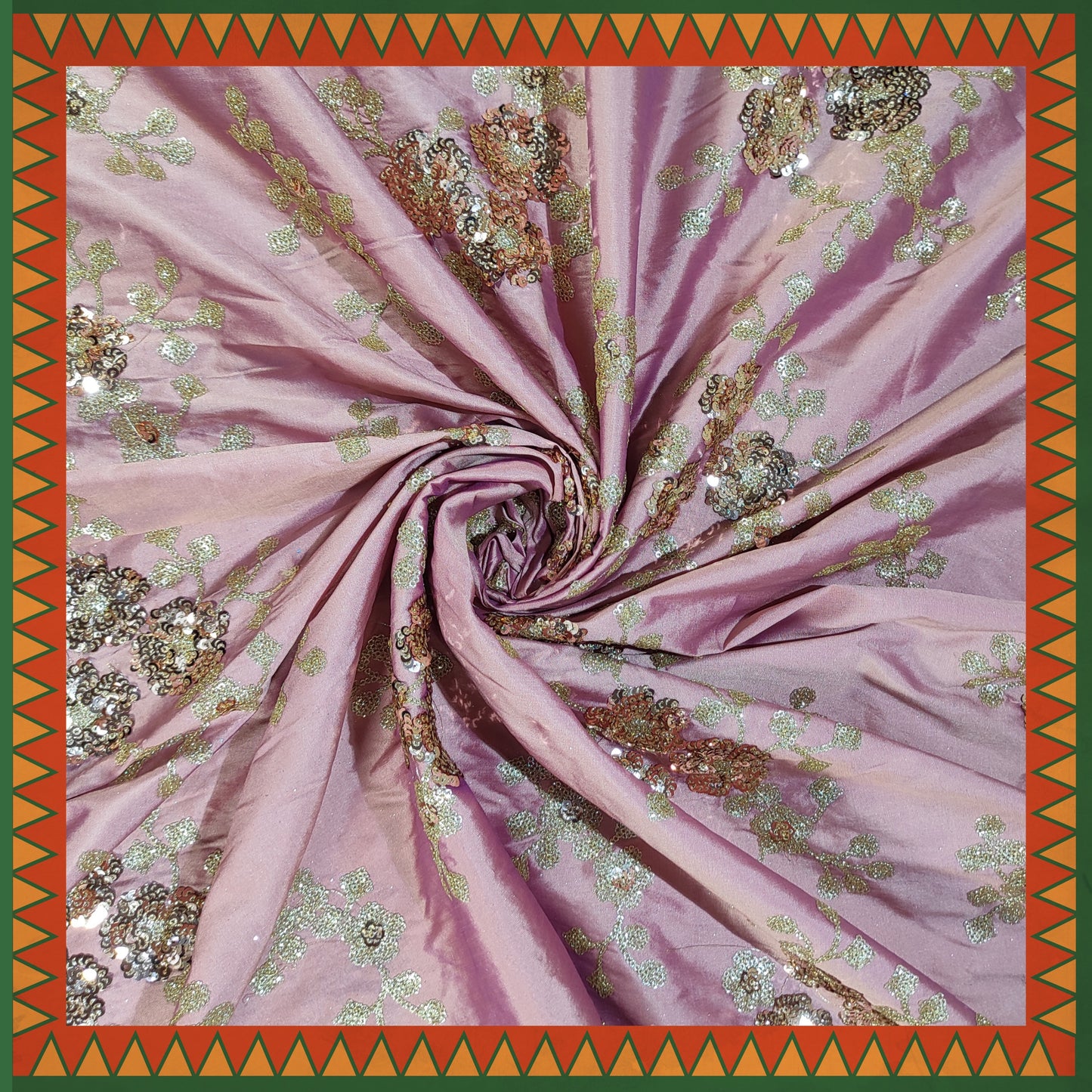 Glitter Sandwich Sequence Embroidery On Tafetta