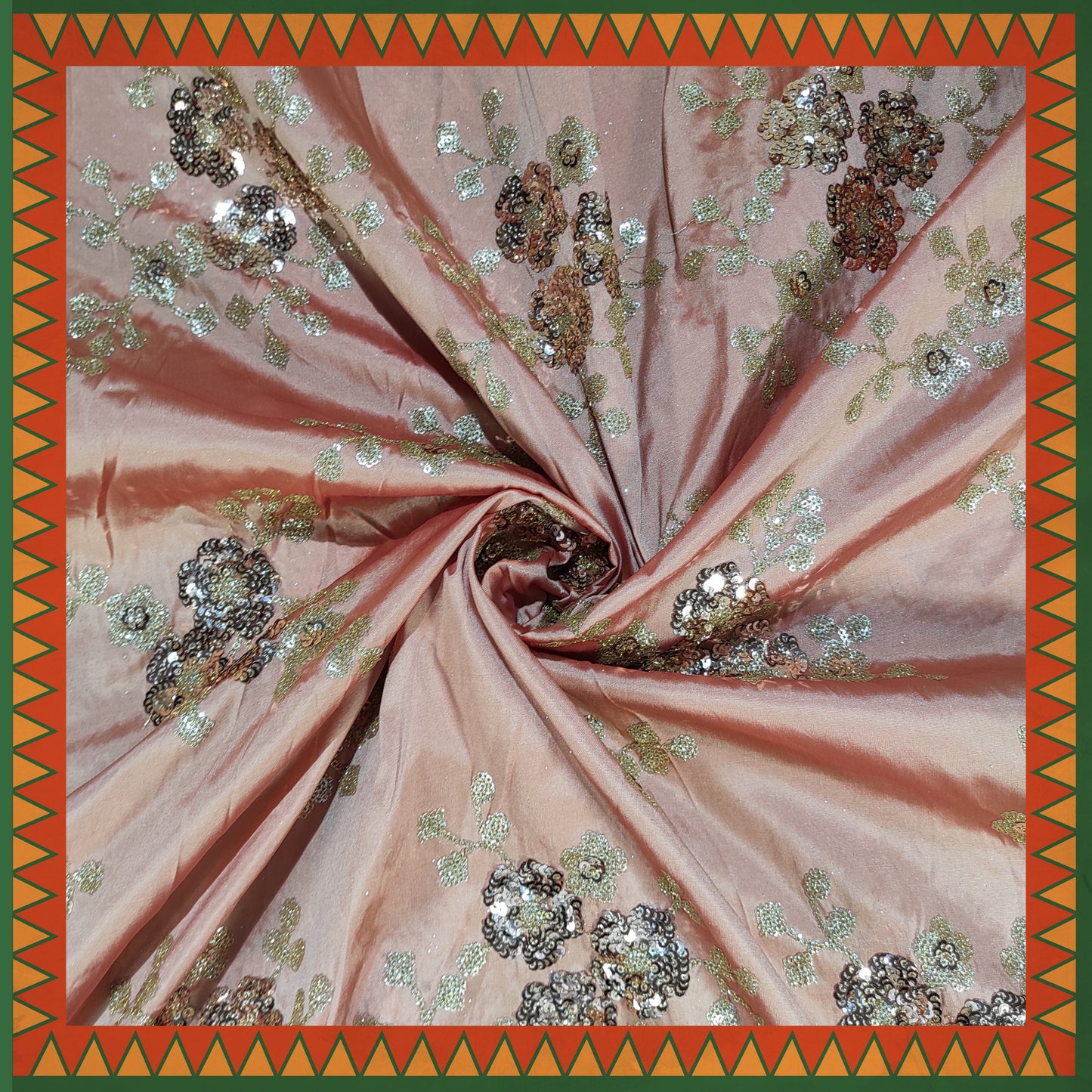 Glitter Sandwich Sequence Embroidery On Tafetta