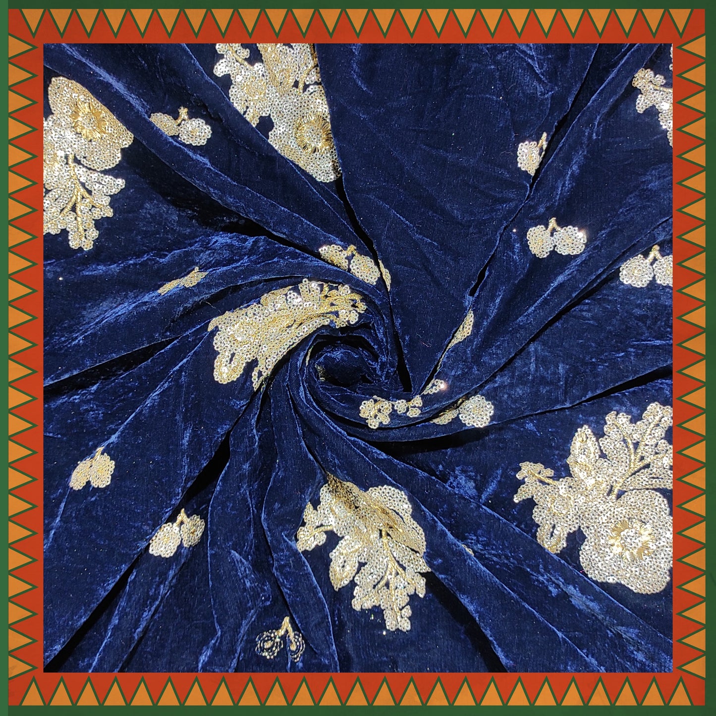 Zari Sequence Flower On Velvet 9000
