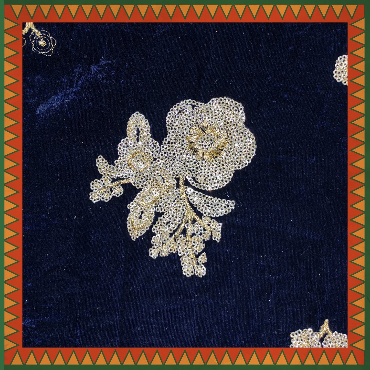 Zari Sequence Flower On Velvet 9000