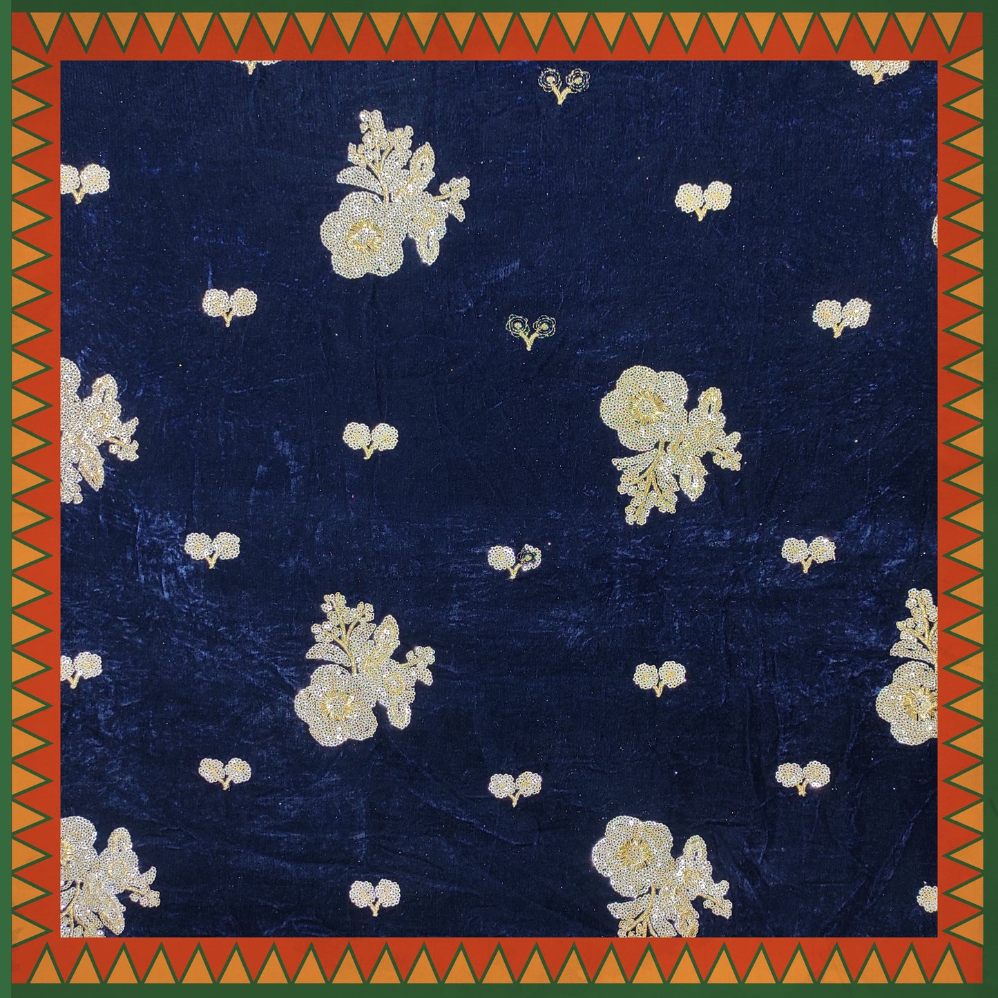 Zari Sequence Flower On Velvet 9000