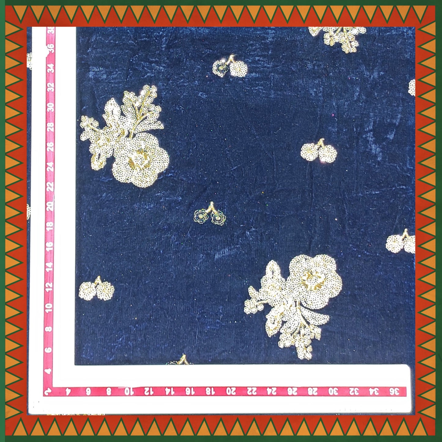 Zari Sequence Flower On Velvet 9000