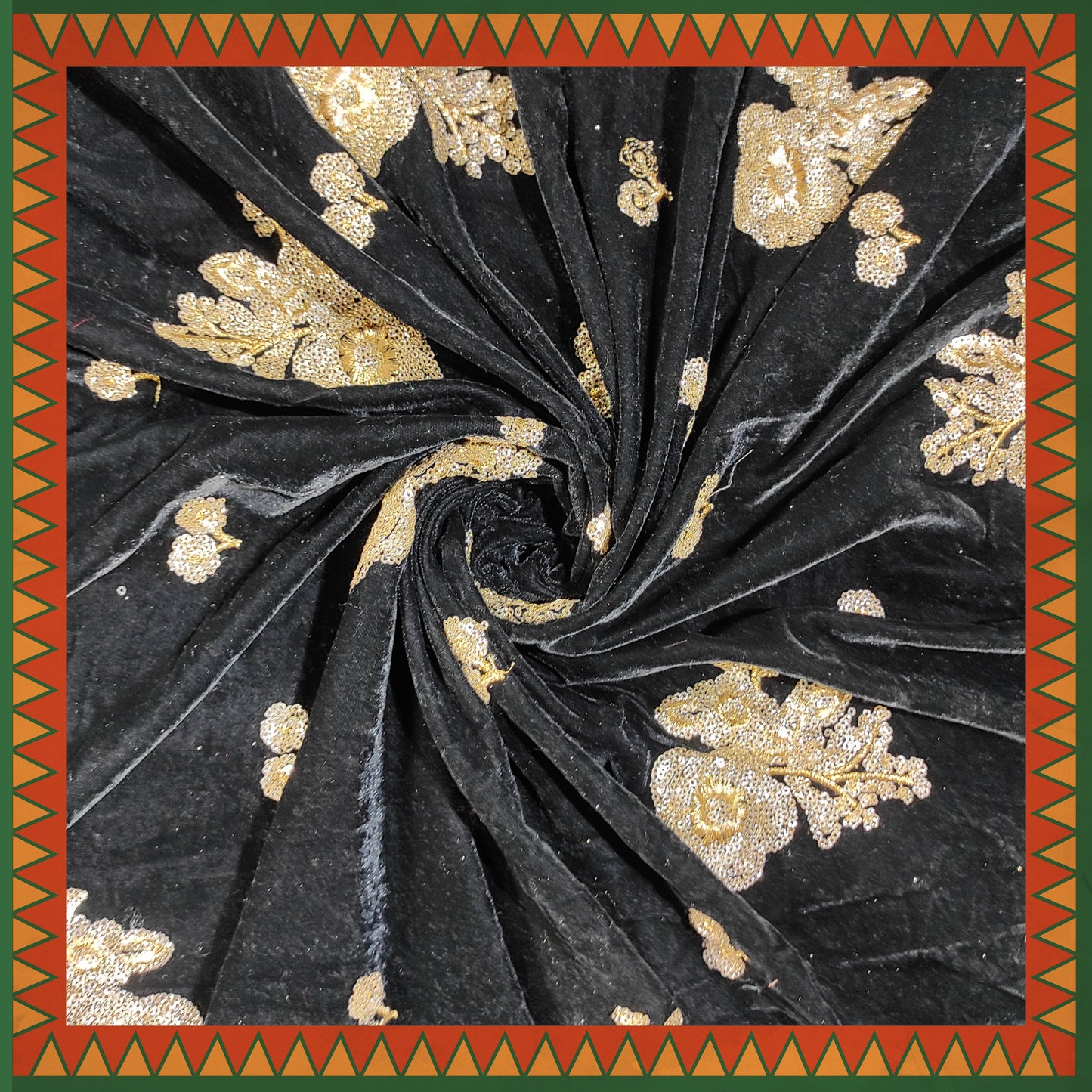 Zari Sequence Flower On Velvet 9000