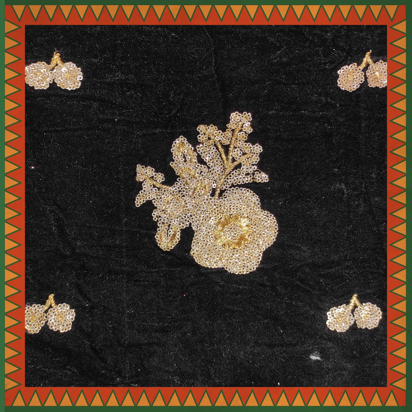 Zari Sequence Flower On Velvet 9000