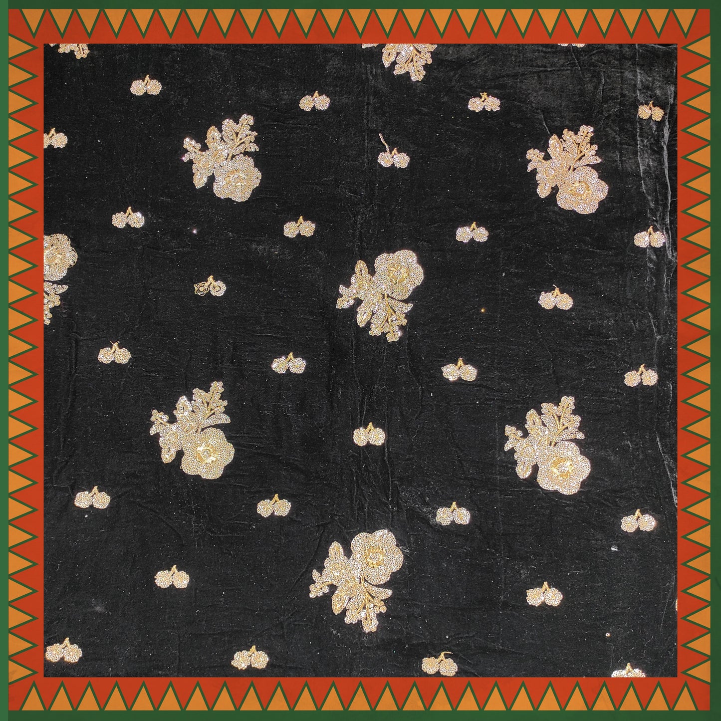 Zari Sequence Flower On Velvet 9000