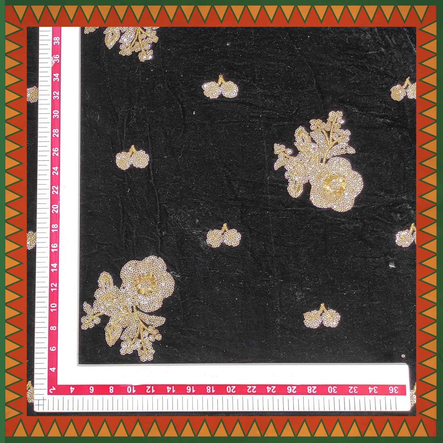 Zari Sequence Flower On Velvet 9000