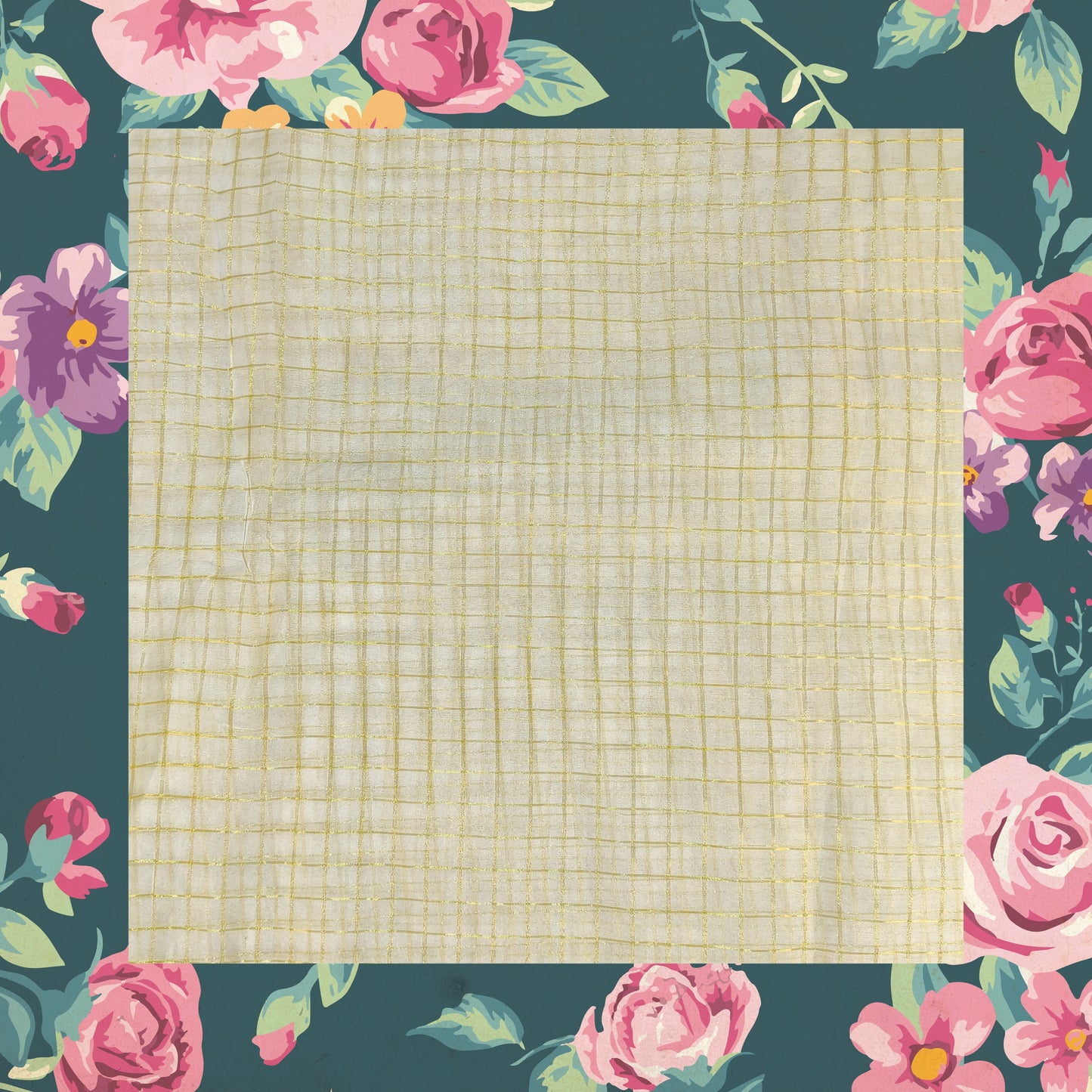 Dyeble Organza Golden Zari Chex