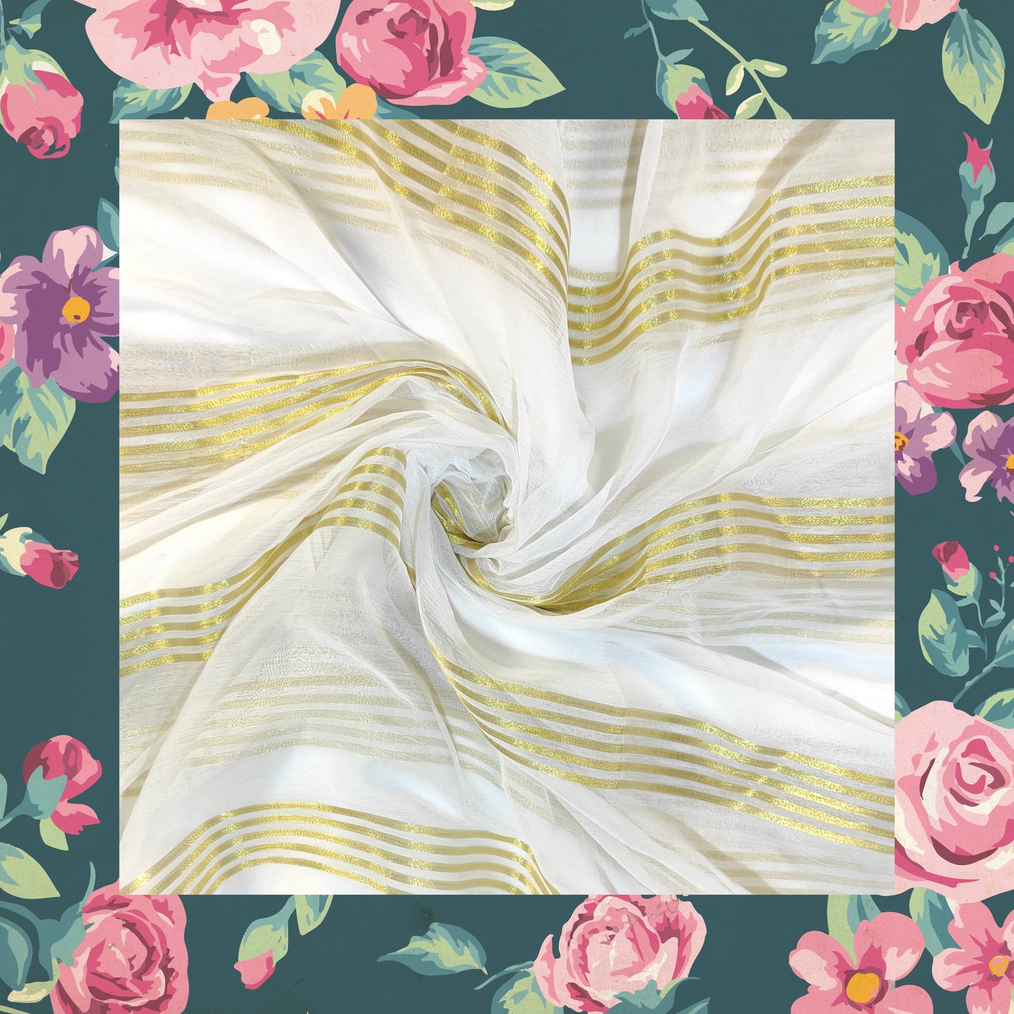 Dyeble Zari Siffon Dupatta With 4 Side Lace