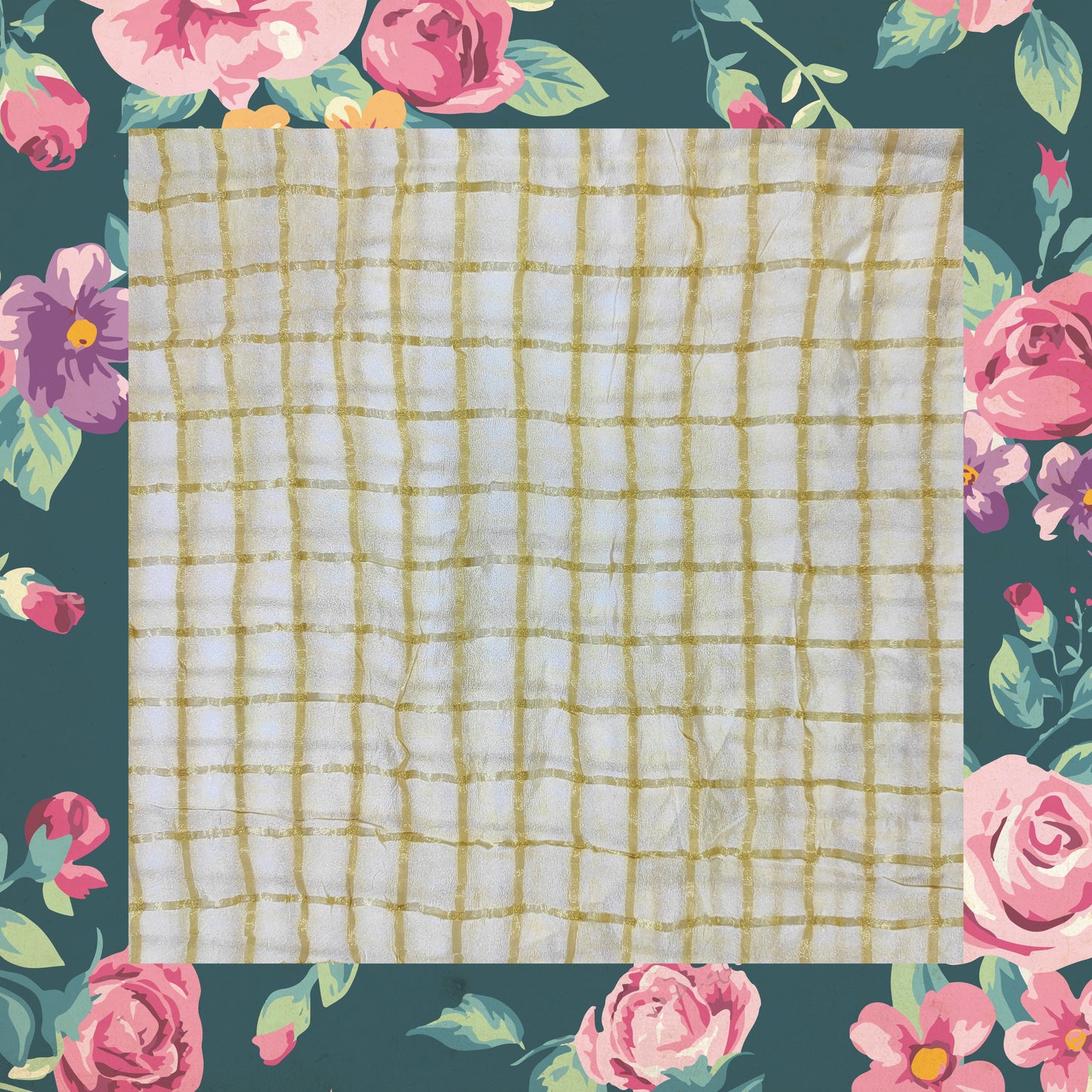 Dyeble Nylon Golden Zari Chex With Border