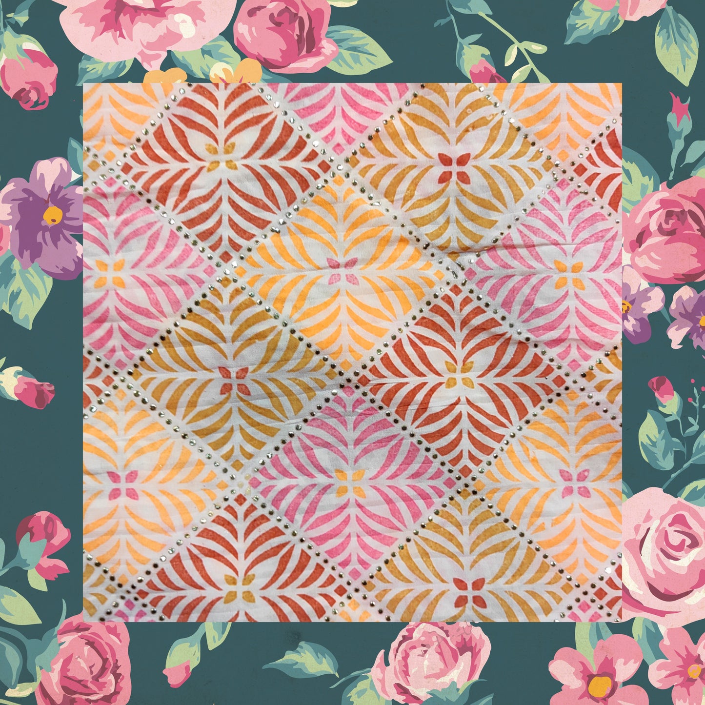 Beautiful Mukesh Print With Color Contrast Printed Pleated Georgette Fabric (price for 6 meter)