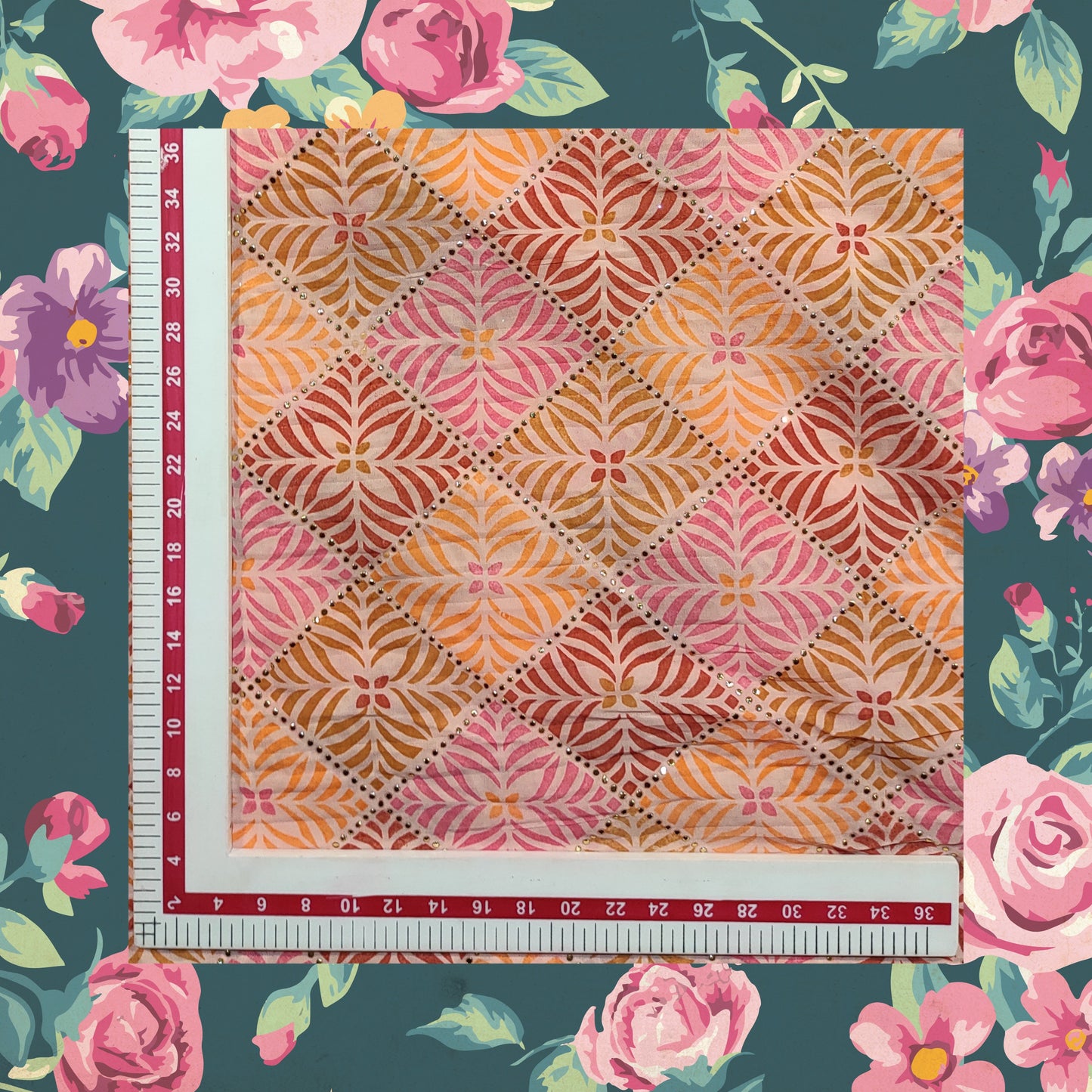 Beautiful Mukesh Print With Color Contrast Printed Pleated Georgette Fabric (price for 6 meter)