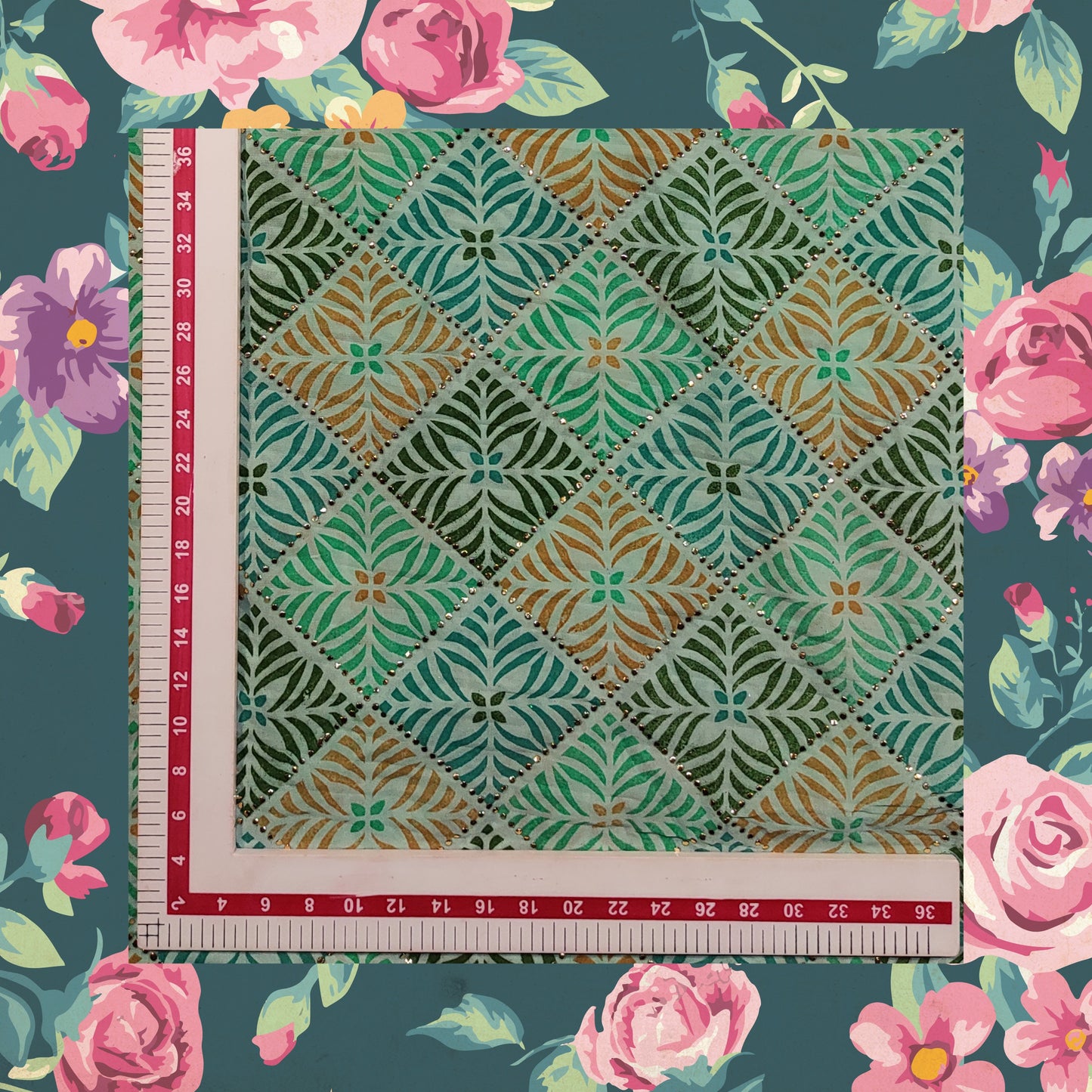 Beautiful Mukesh Print With Color Contrast Printed Pleated Georgette Fabric (price for 6 meter)