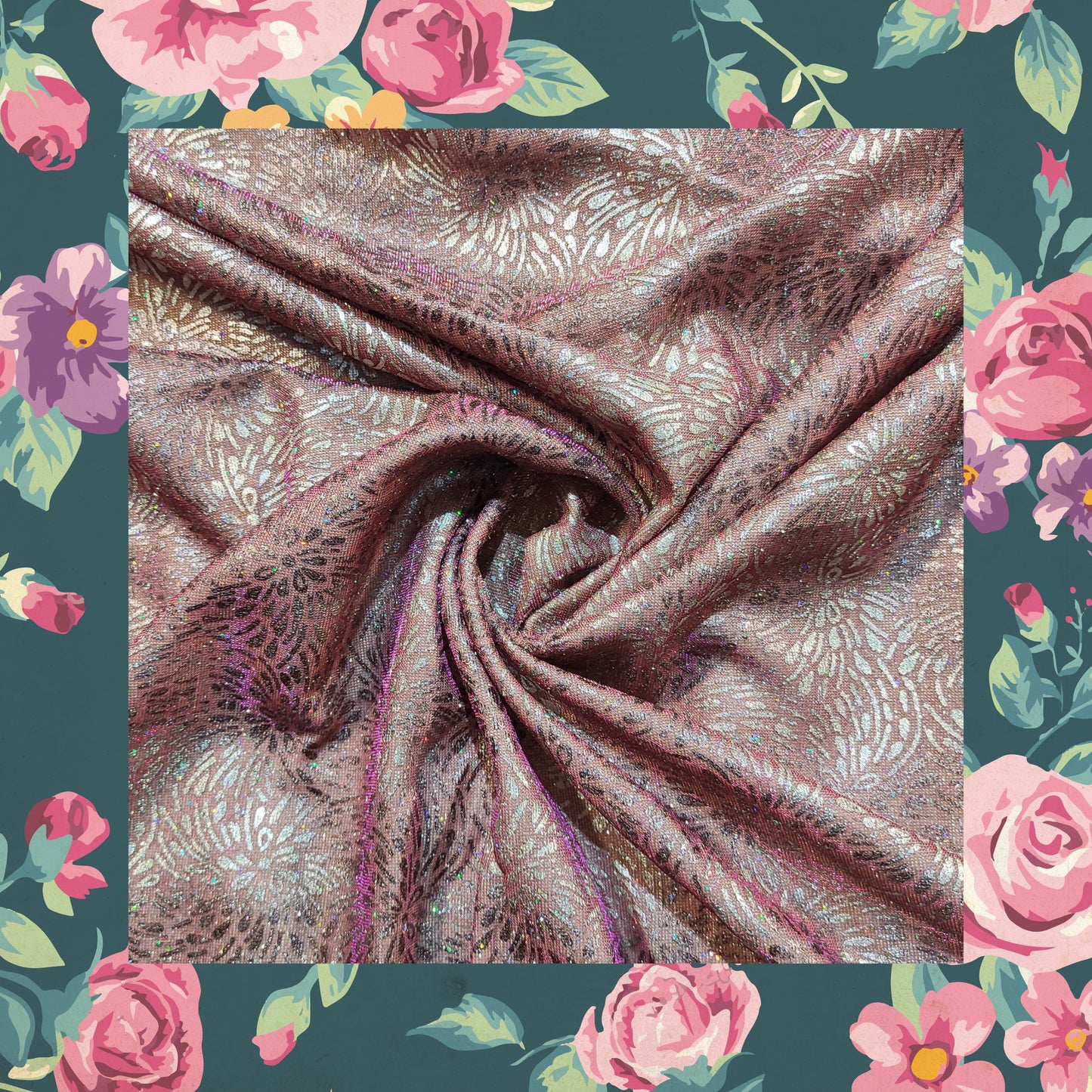 Double Zari Foil With Knitting Fabric (FW-56" EMB-56")