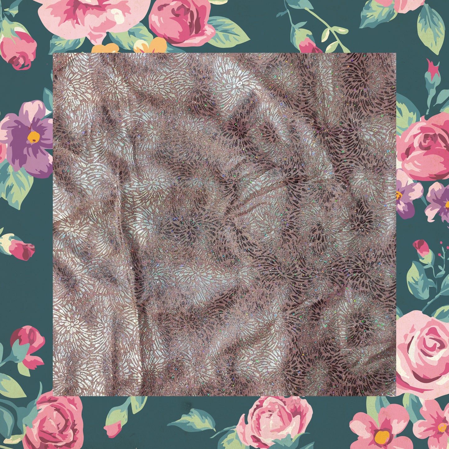 Double Zari Foil With Knitting Fabric (FW-56" EMB-56")
