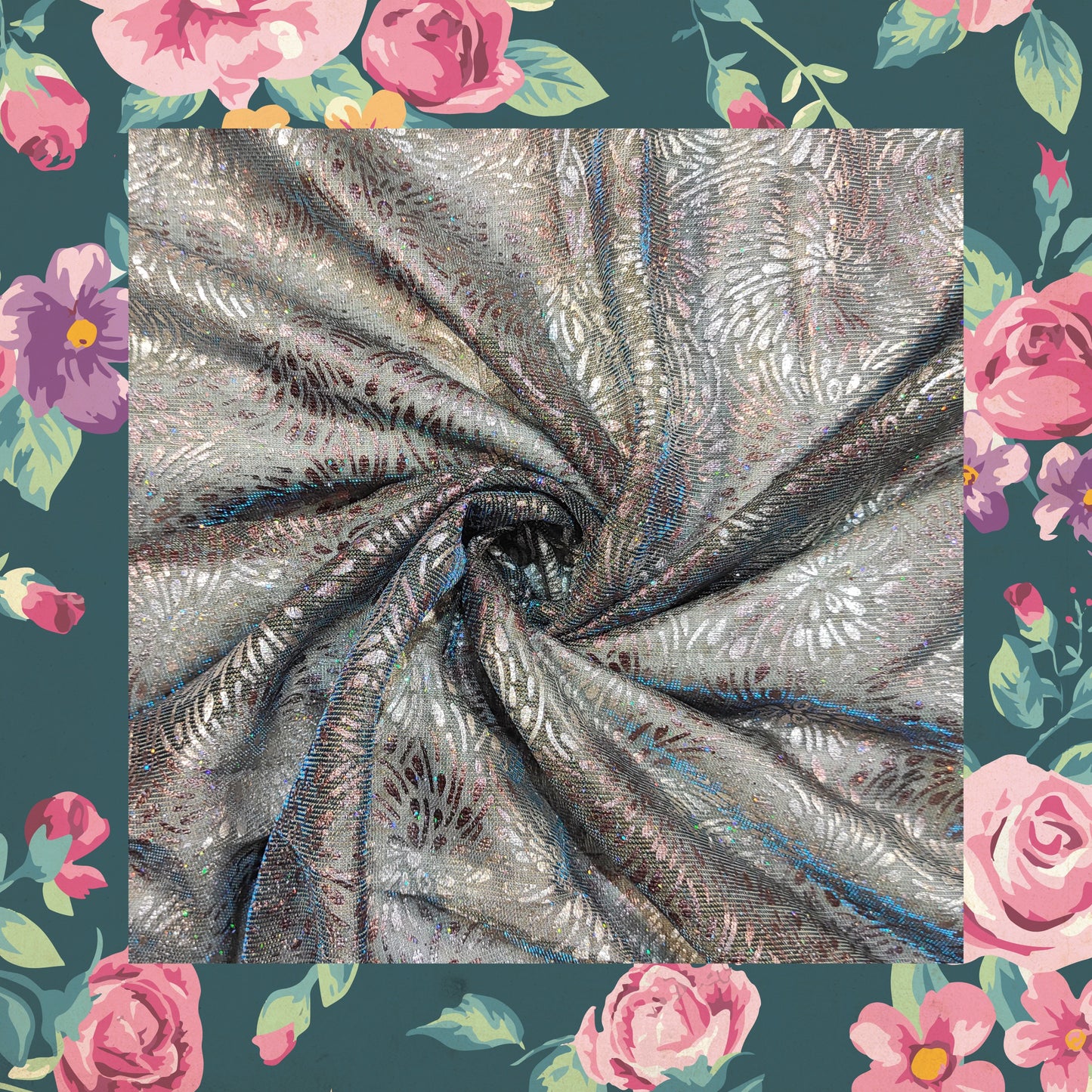 Double Zari Foil With Knitting Fabric (FW-56" EMB-56")