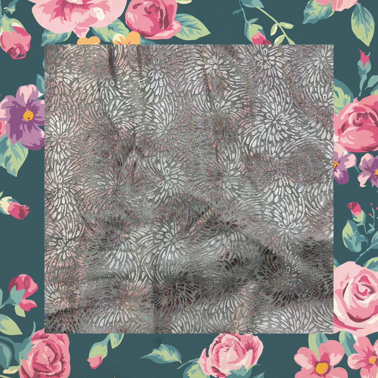 Double Zari Foil With Knitting Fabric (FW-56" EMB-56")
