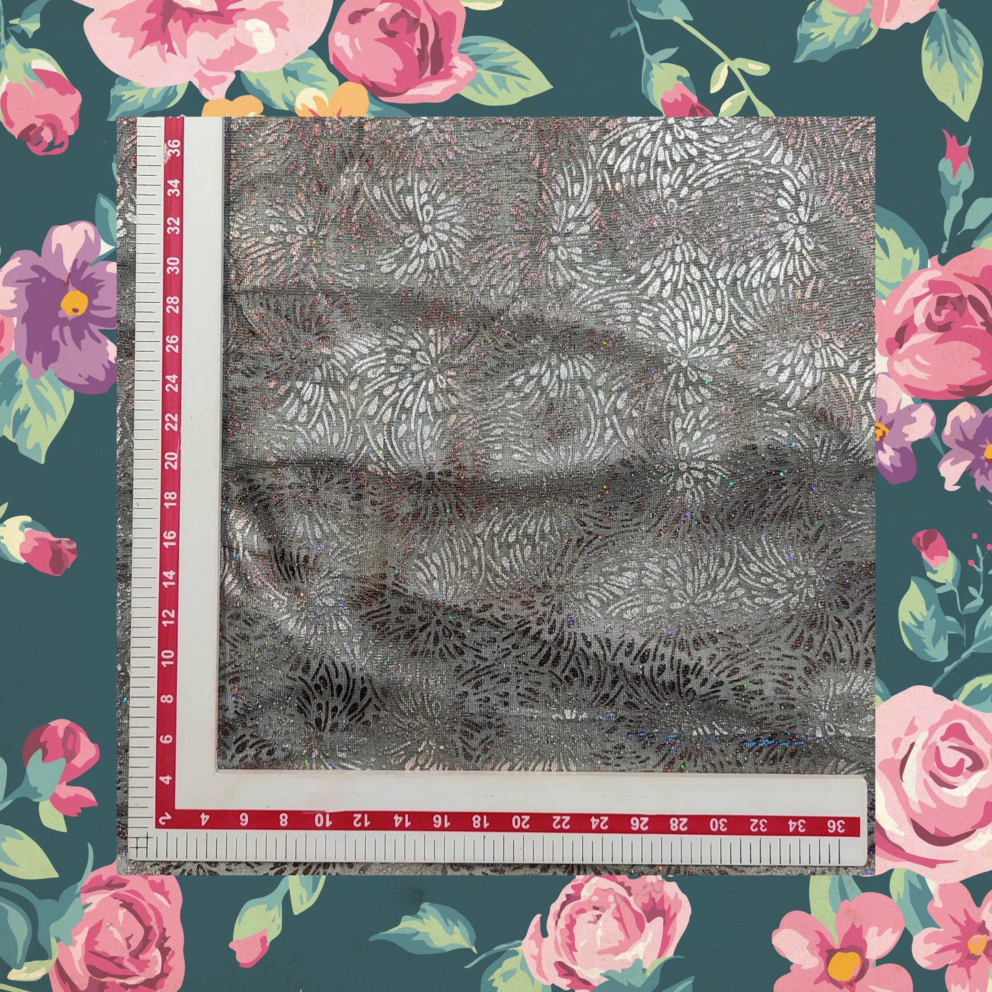 Double Zari Foil With Knitting Fabric (FW-56" EMB-56")