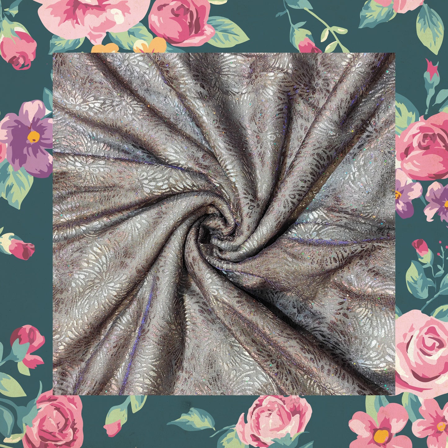 Double Zari Foil With Knitting Fabric (FW-56" EMB-56")