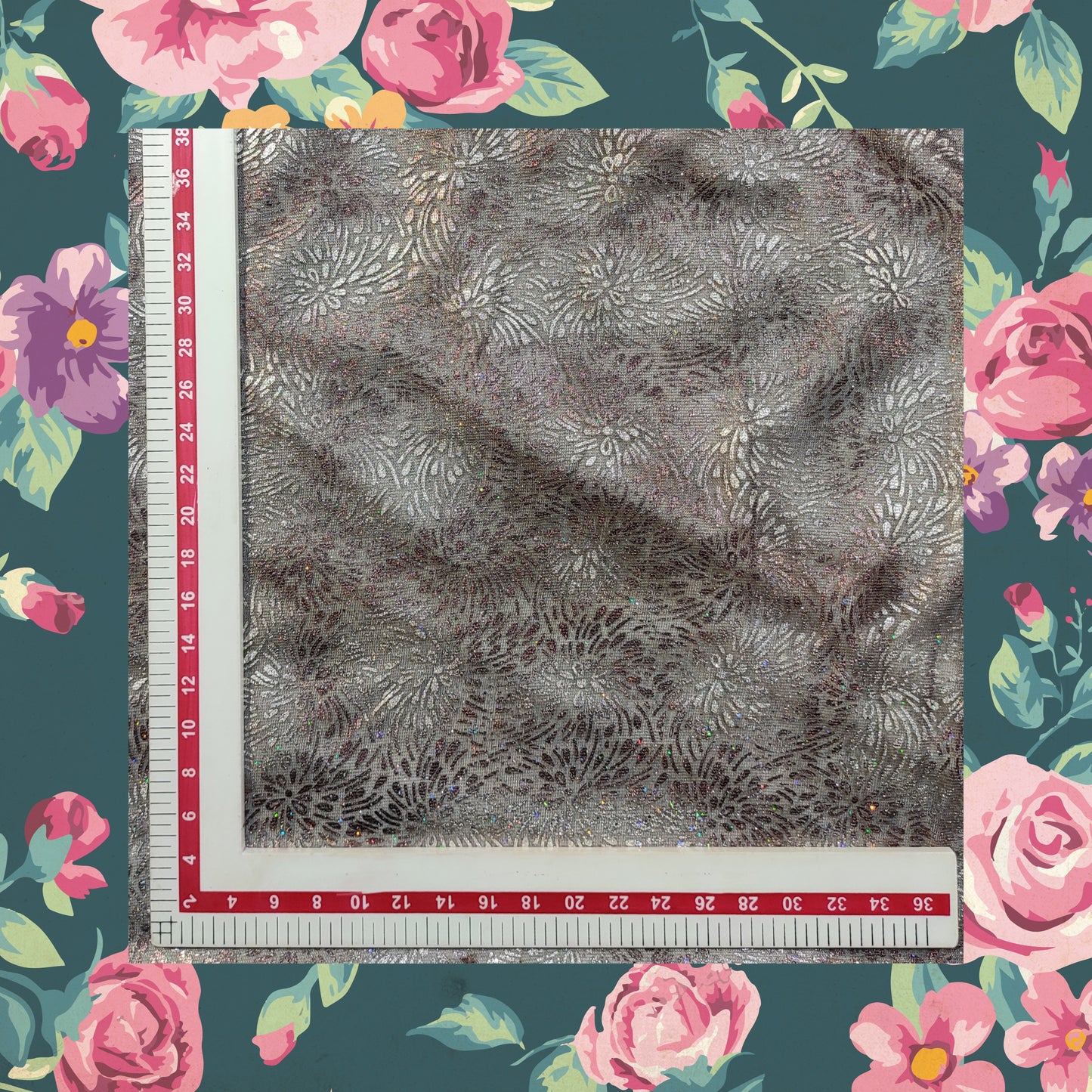 Double Zari Foil With Knitting Fabric (FW-56" EMB-56")
