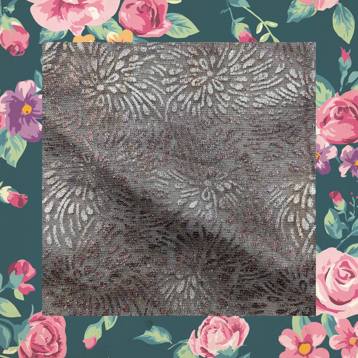 Double Zari Foil With Knitting Fabric (FW-56" EMB-56")