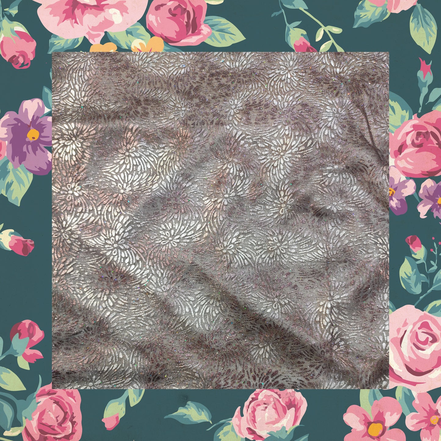 Double Zari Foil With Knitting Fabric (FW-56" EMB-56")