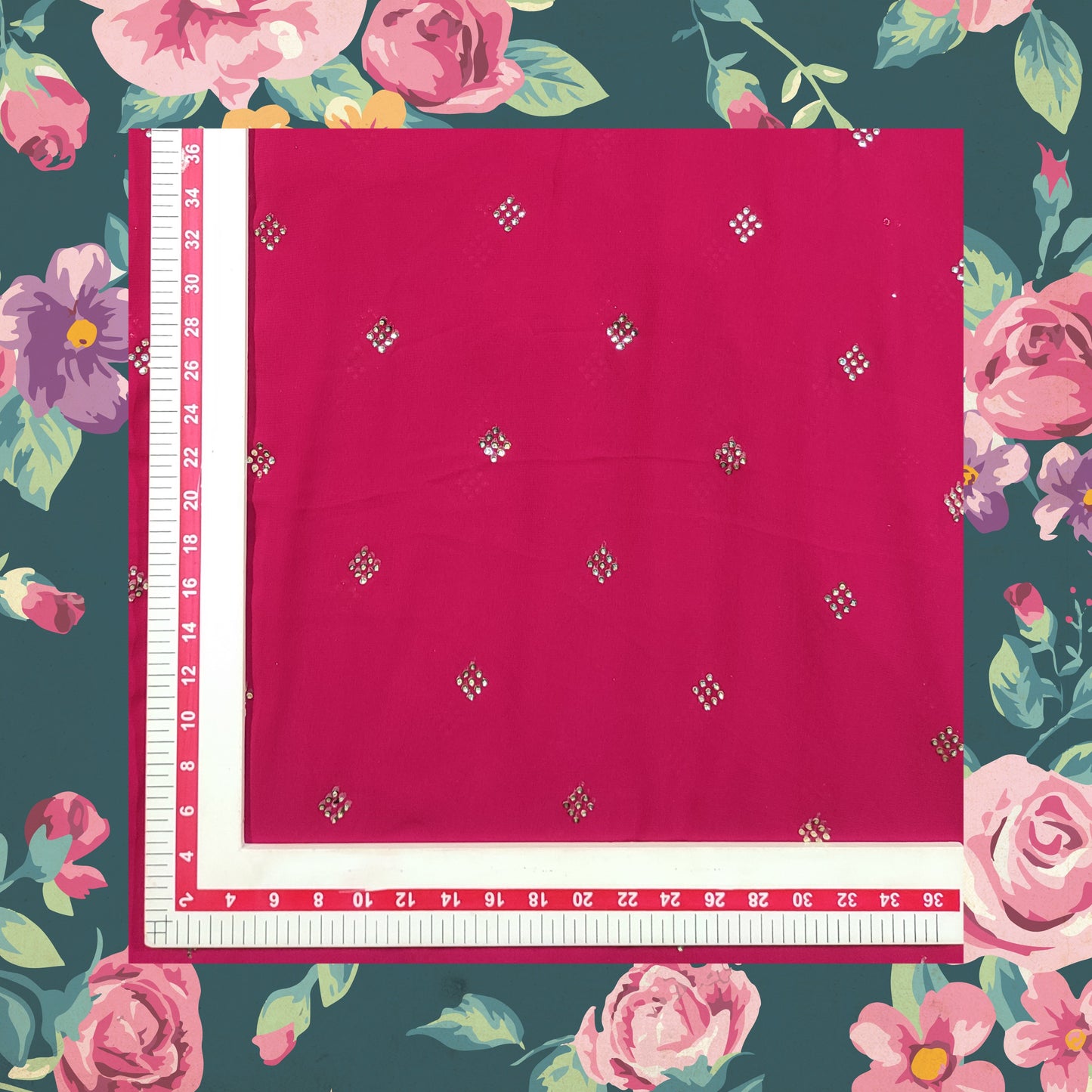 Beautiful Hand Embroidery Work On Georgette Fabric (price for 6 meter)