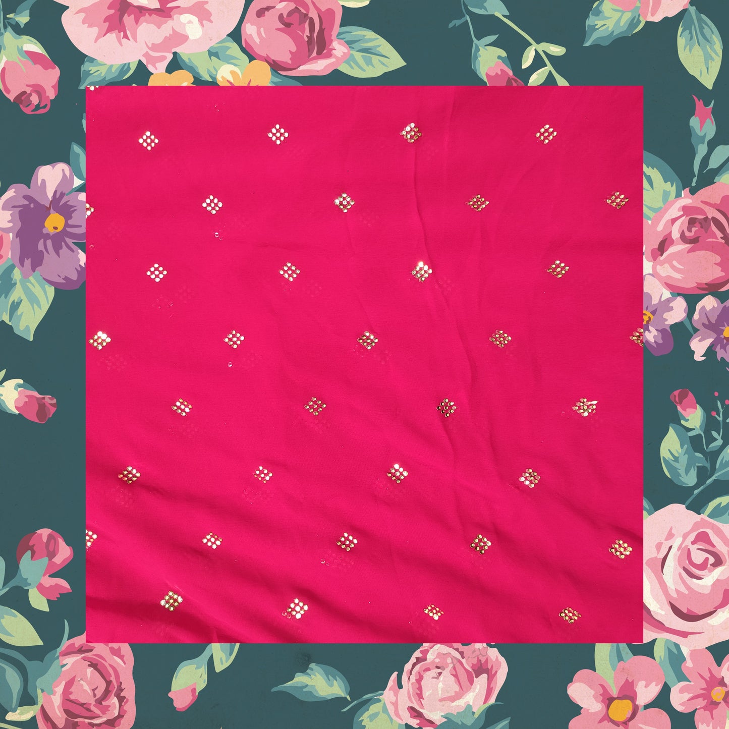 Beautiful Hand Embroidery Work On Georgette Fabric (price for 6 meter)