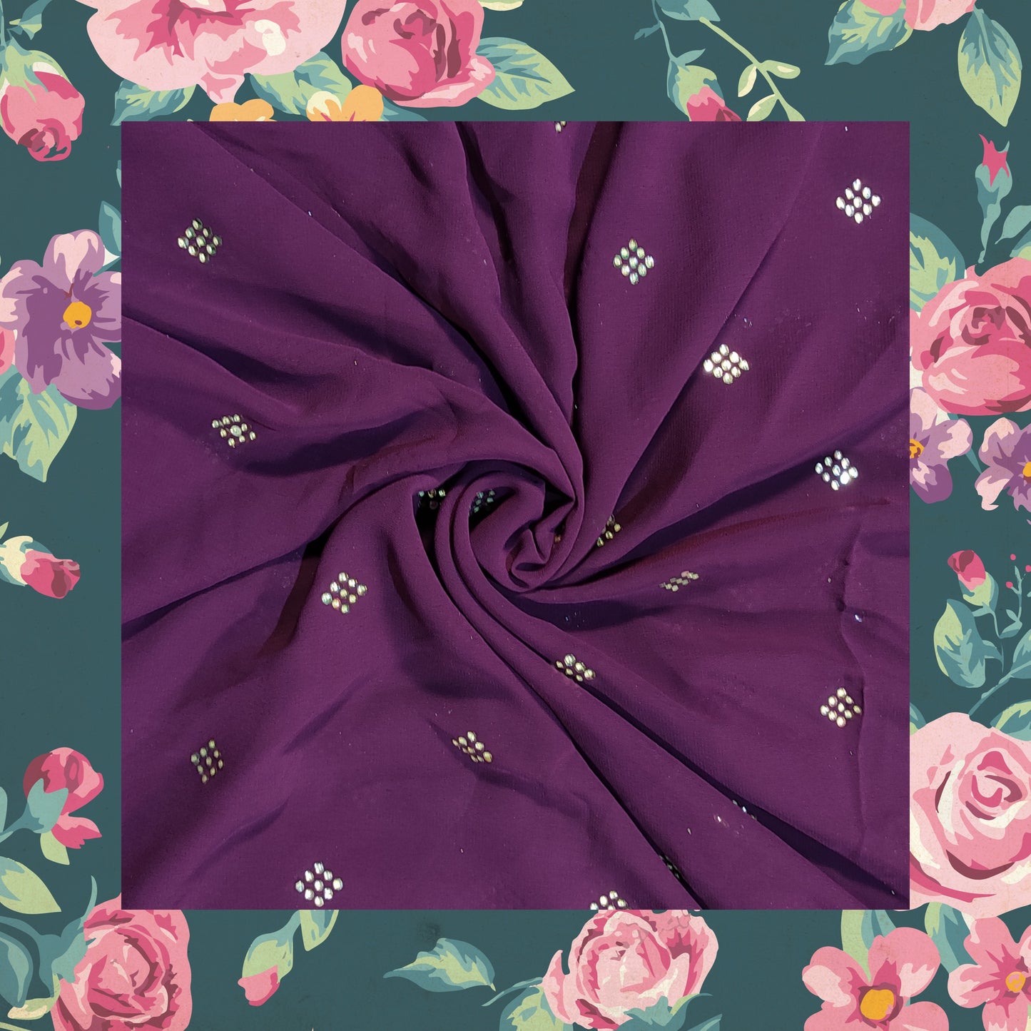 Lovely Hand Embroidery Work On Georgette Fabric (price for 6 meter)