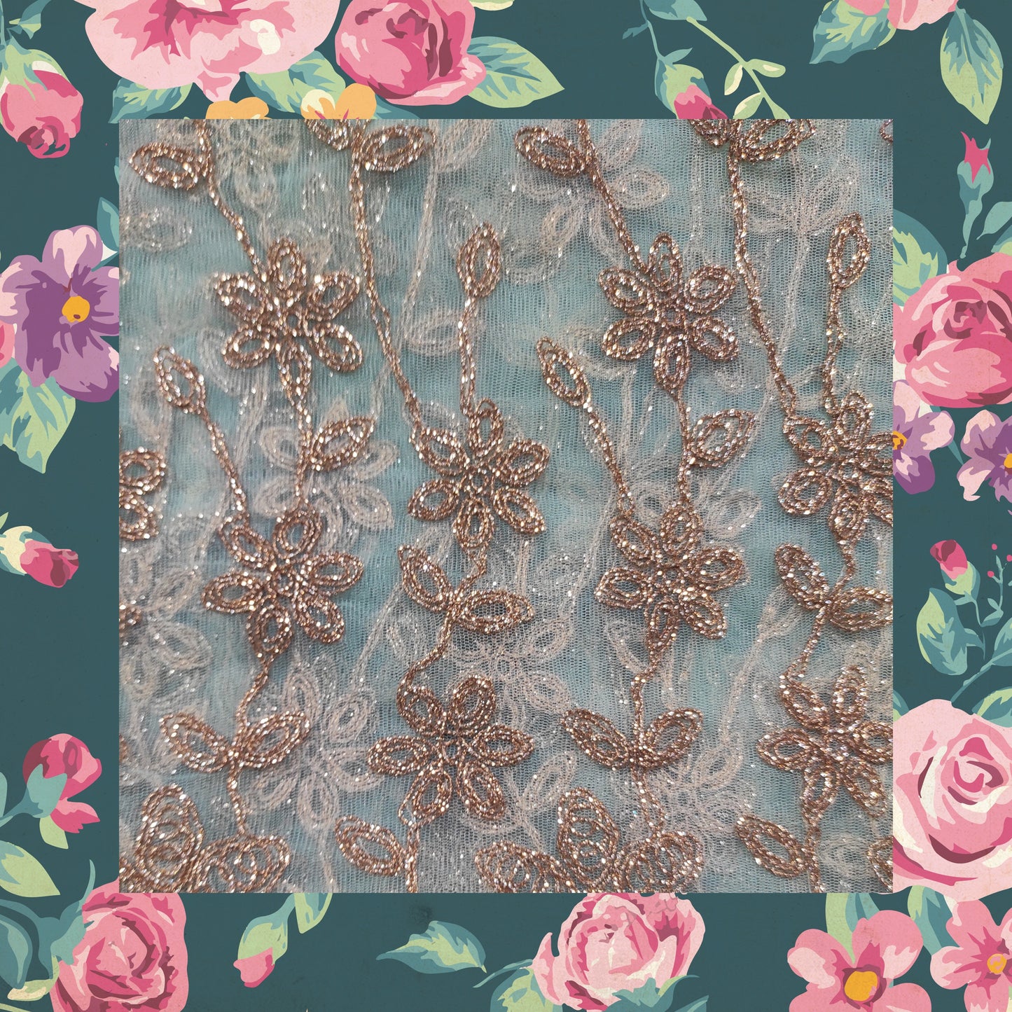 Glitter Codding Work Embroidery On Net