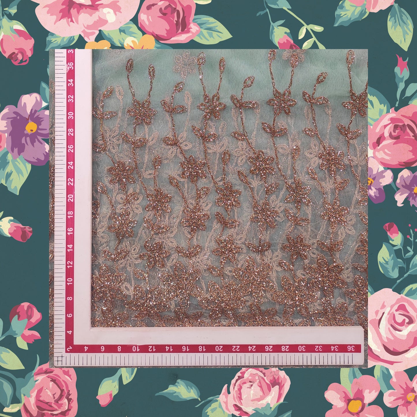 Glitter Codding Work Embroidery On Net