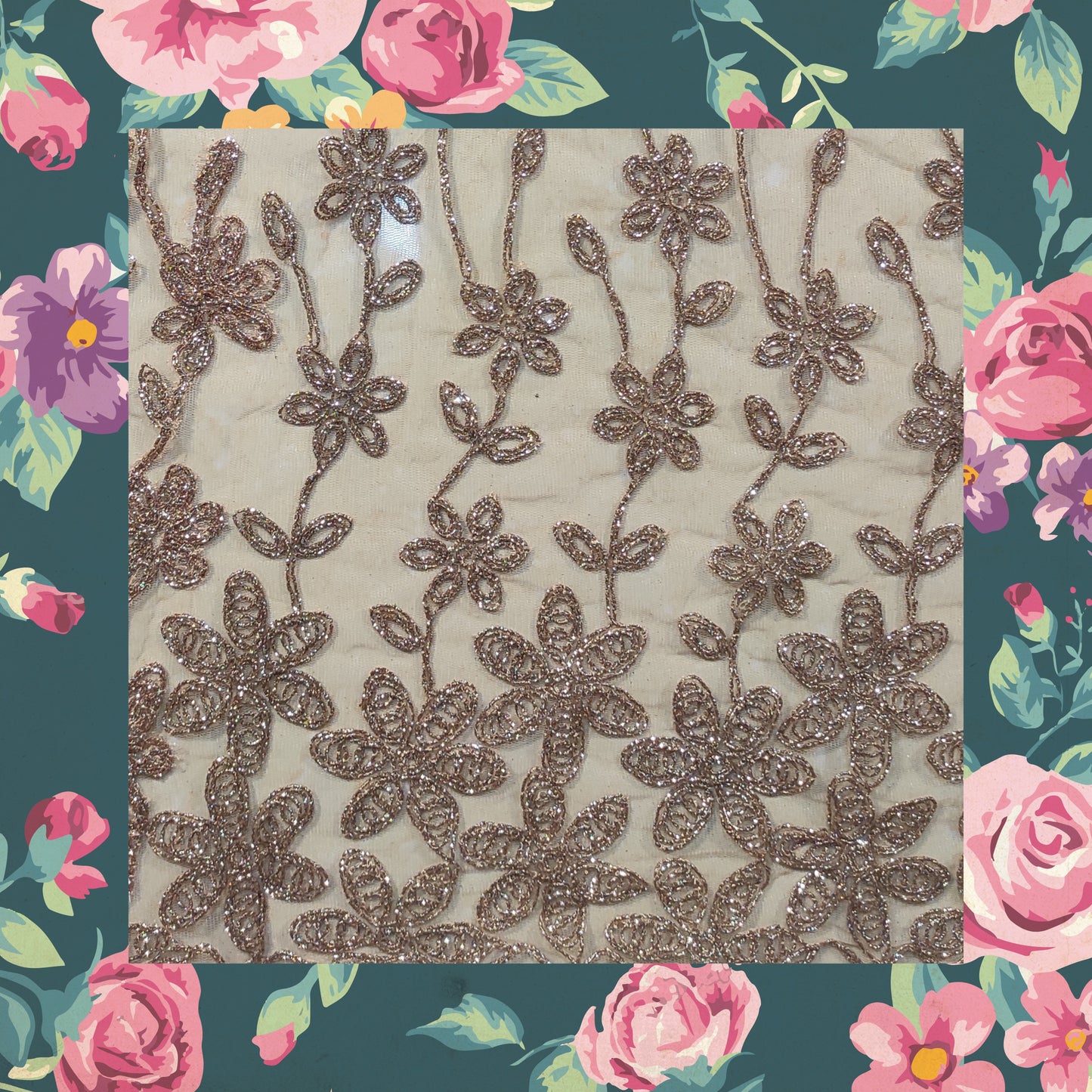 Glitter Codding Work Embroidery On Net