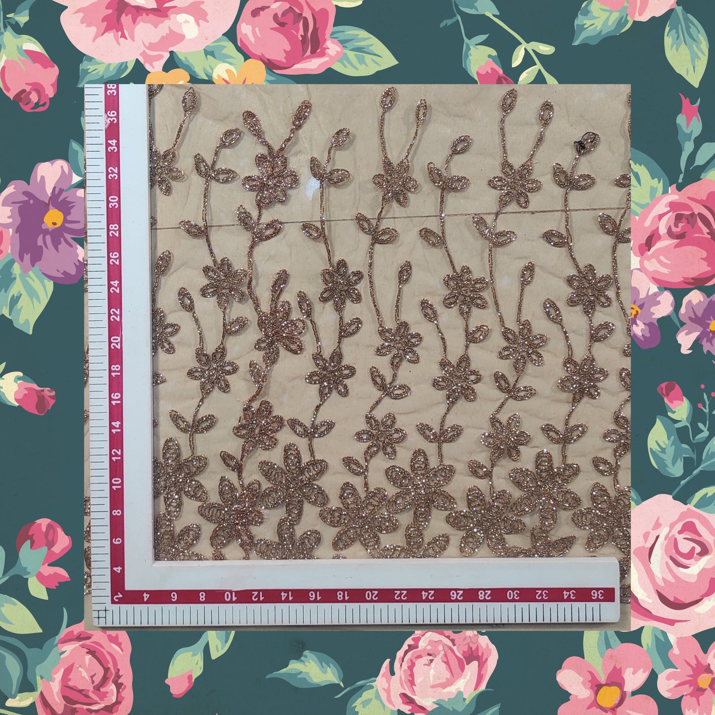 Glitter Codding Work Embroidery On Net