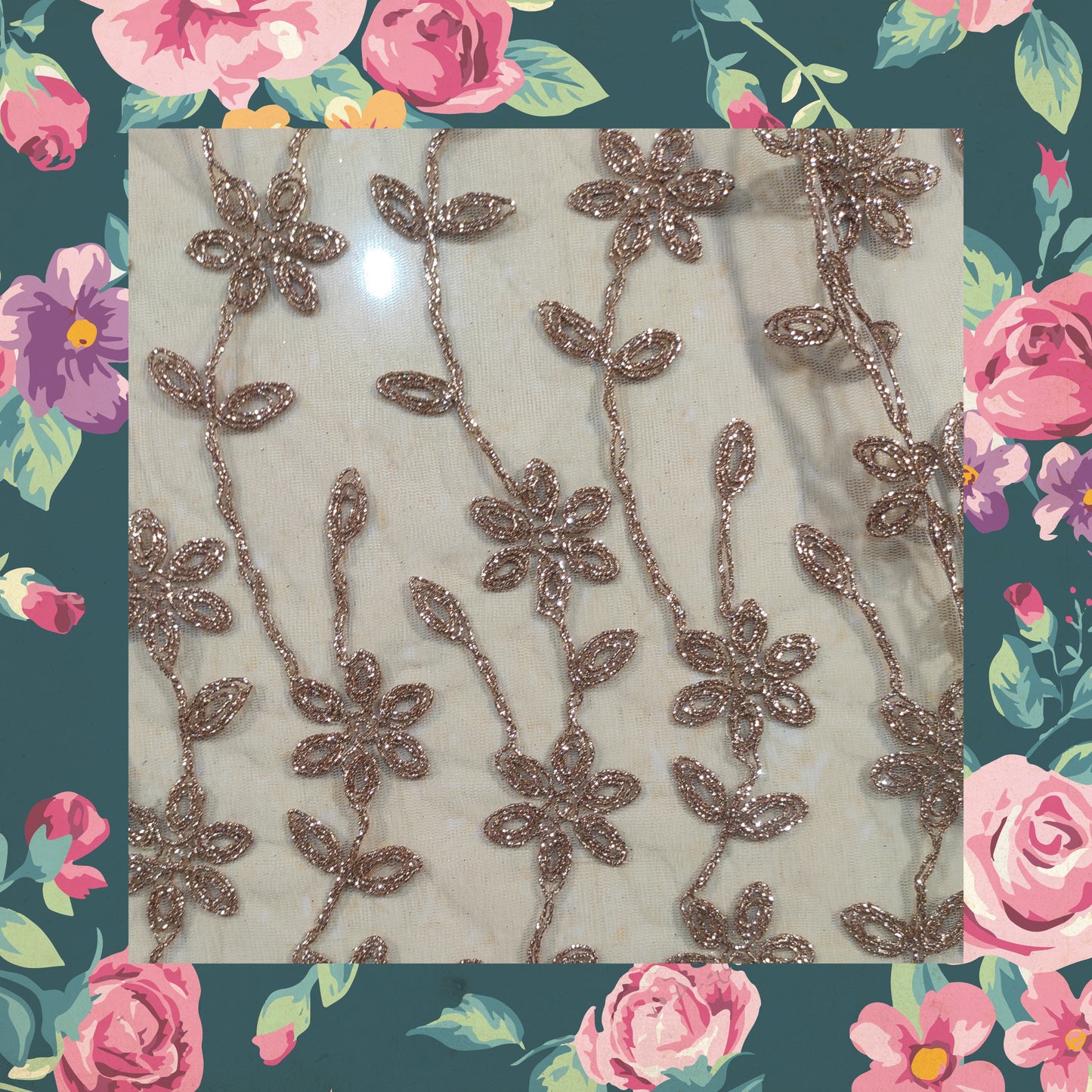 Glitter Codding Work Embroidery On Net