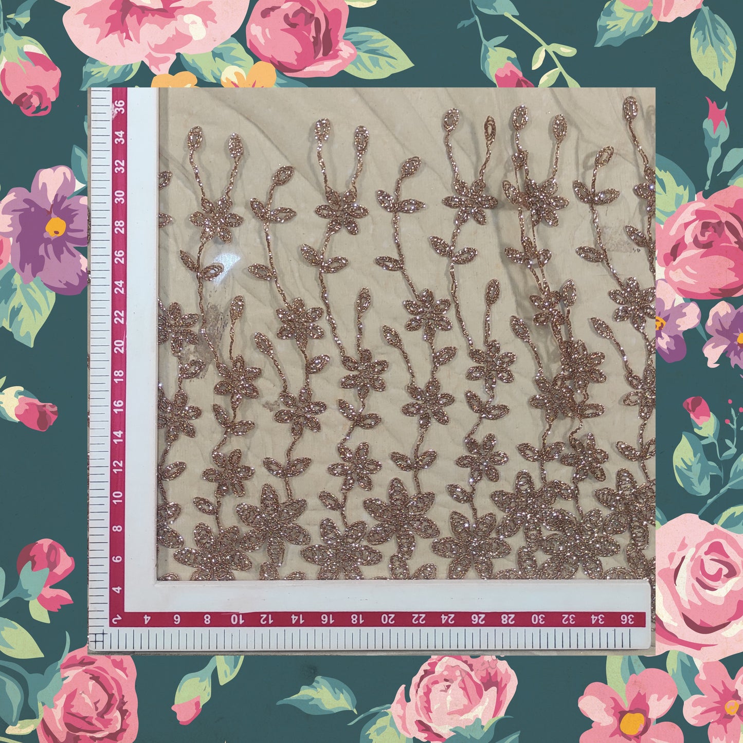 Glitter Codding Work Embroidery On Net