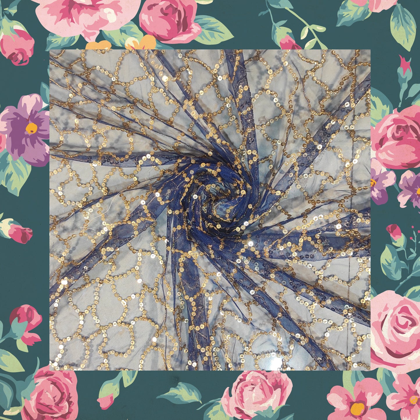 Sandwich Sequence Embroidery On Net