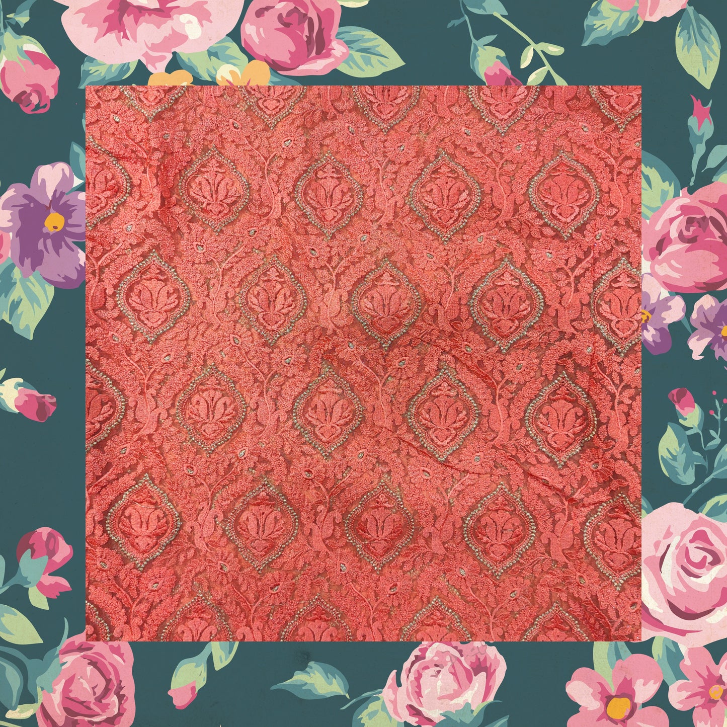 Multi Work With Badla Zari Embroidery On Net