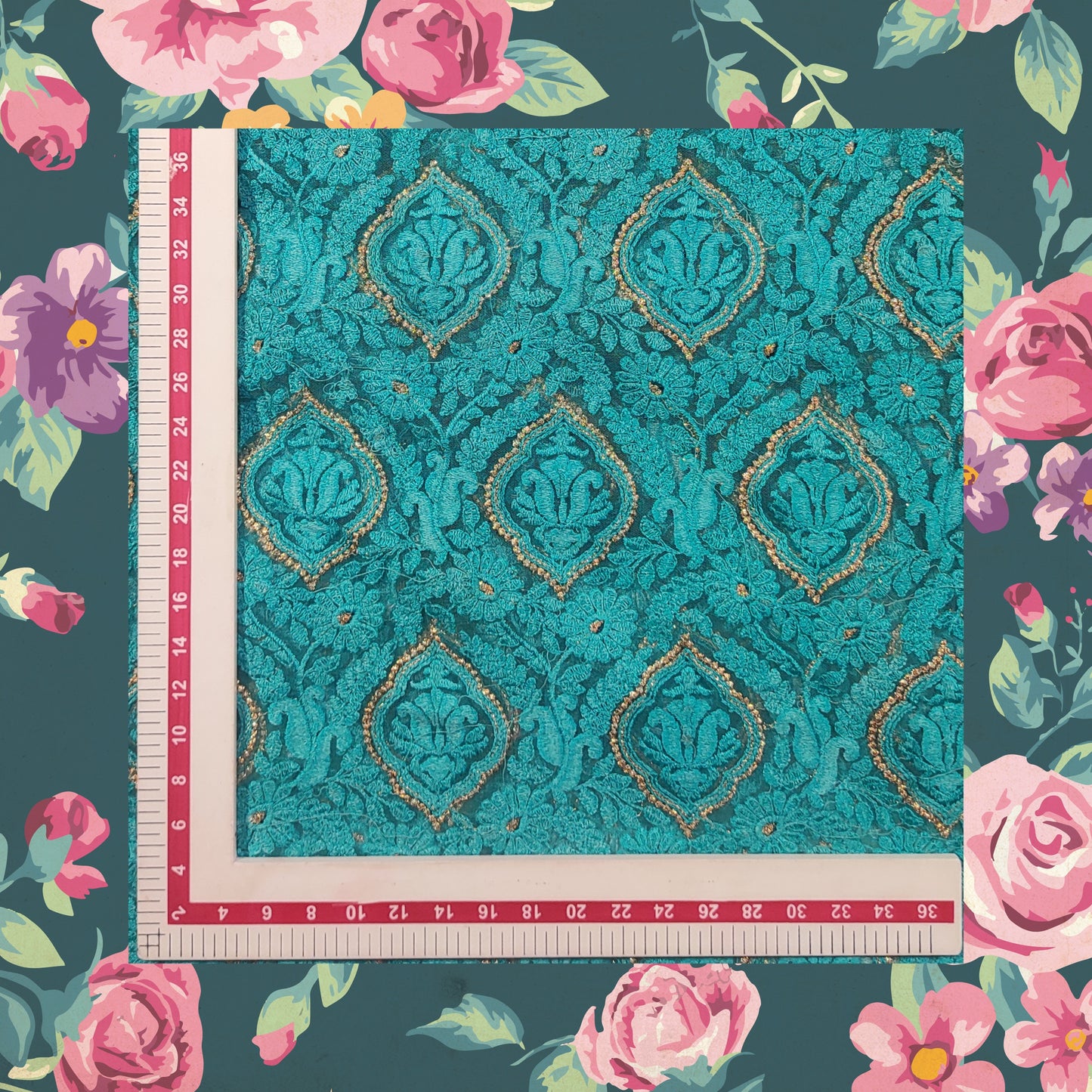 Multi Work With Badla Zari Embroidery On Net