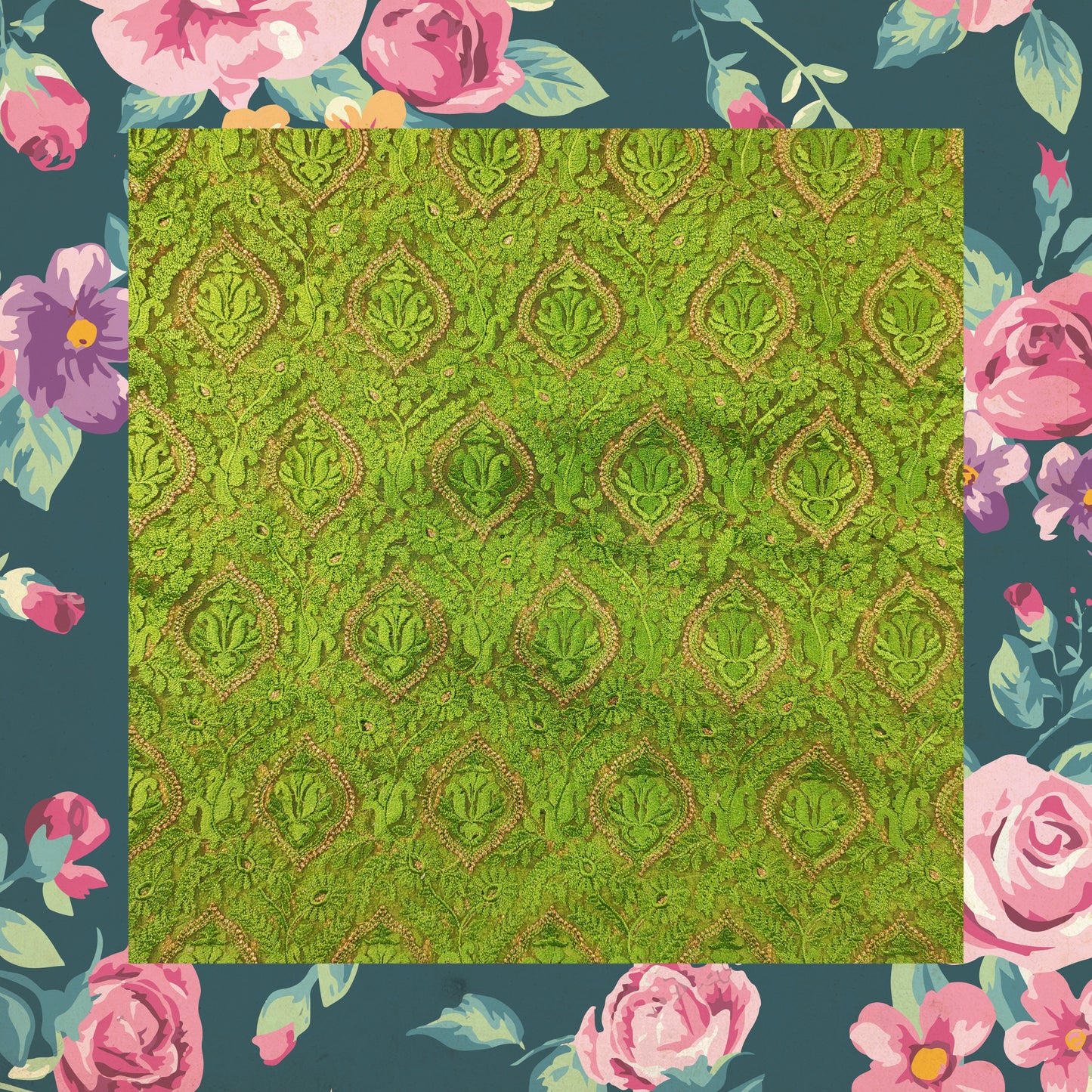 Multi Work With Badla Zari Embroidery On Net