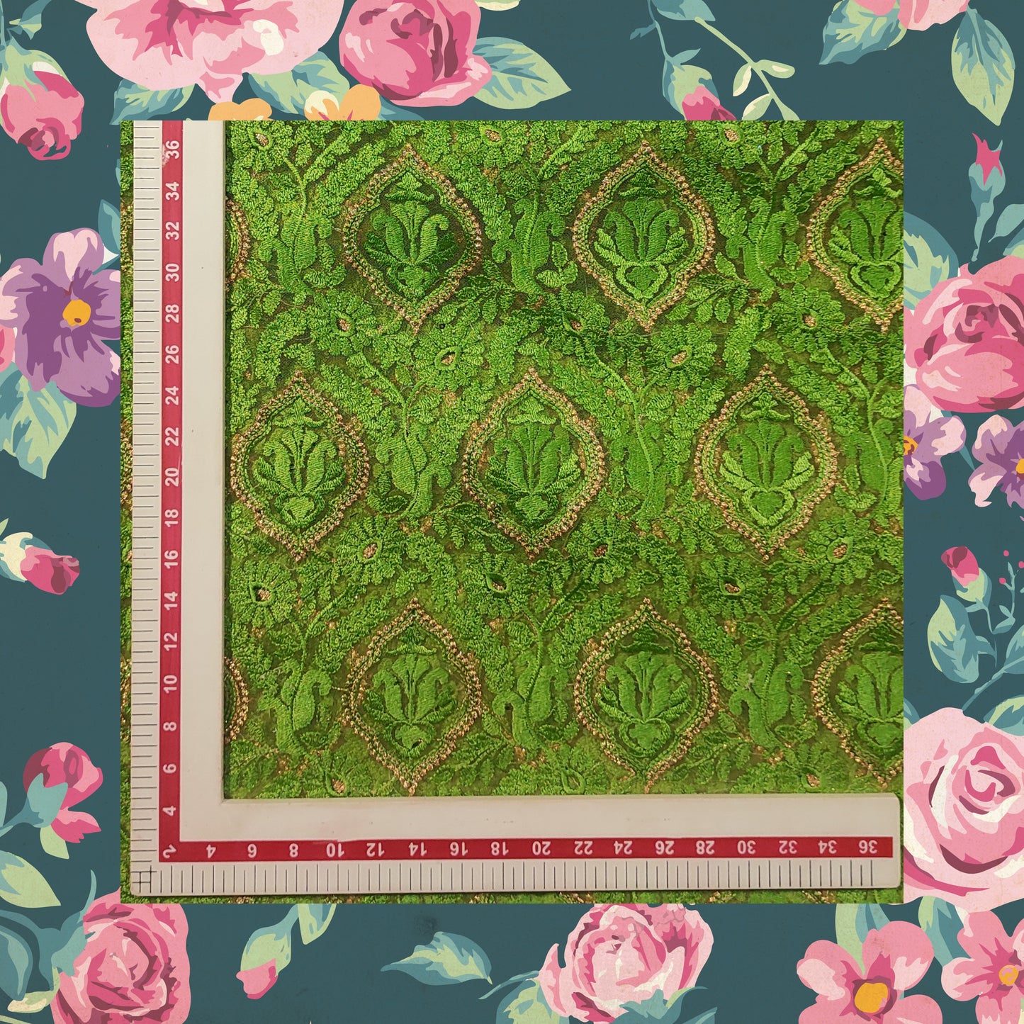 Multi Work With Badla Zari Embroidery On Net