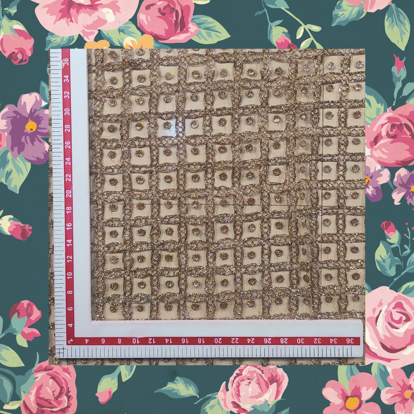 Sequence Embroidery With Glitter Codding On Net